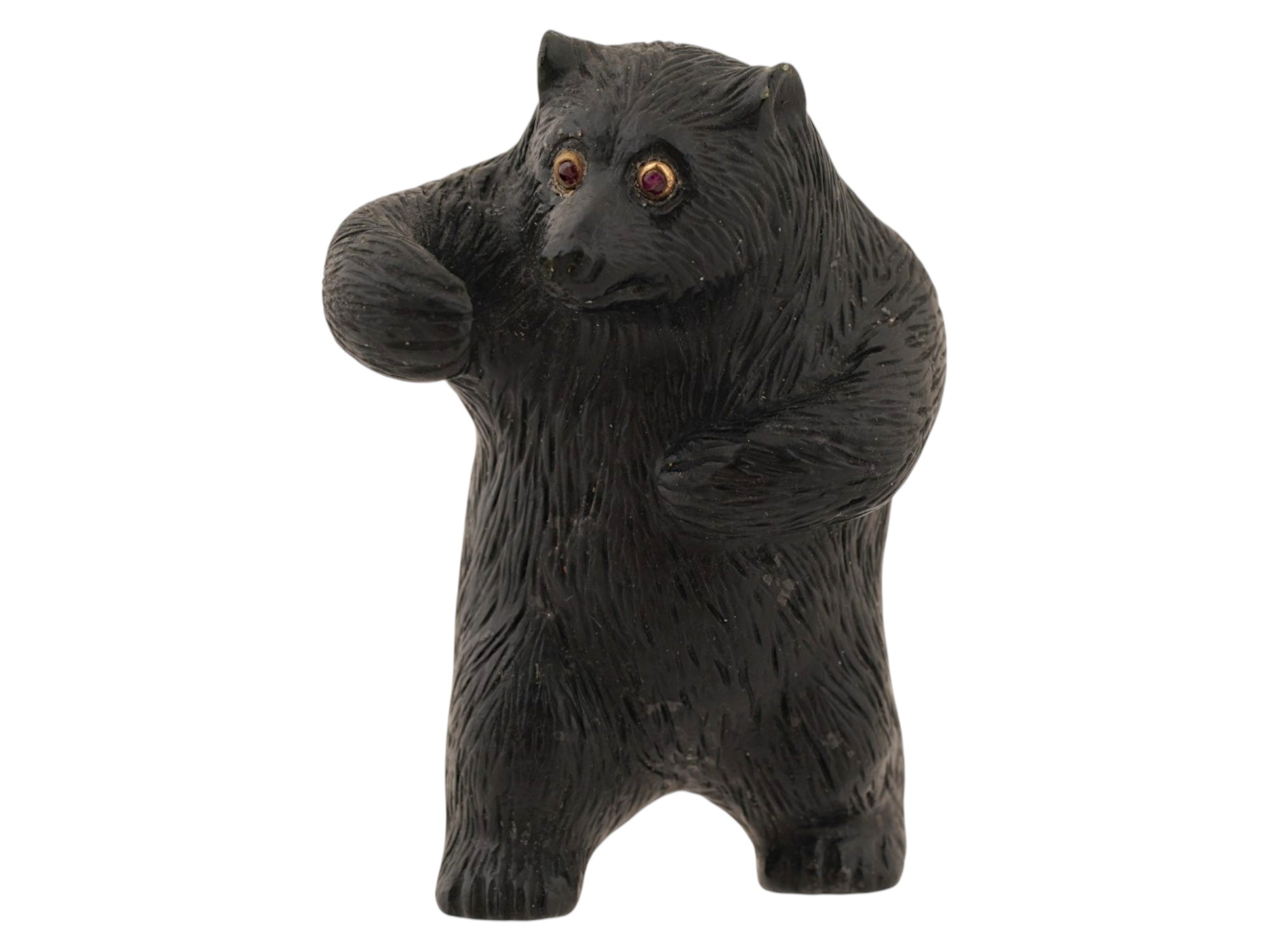 RUSSIAN HAND CARVED BLACK AGATE ANIMAL FIGURINE PIC-1