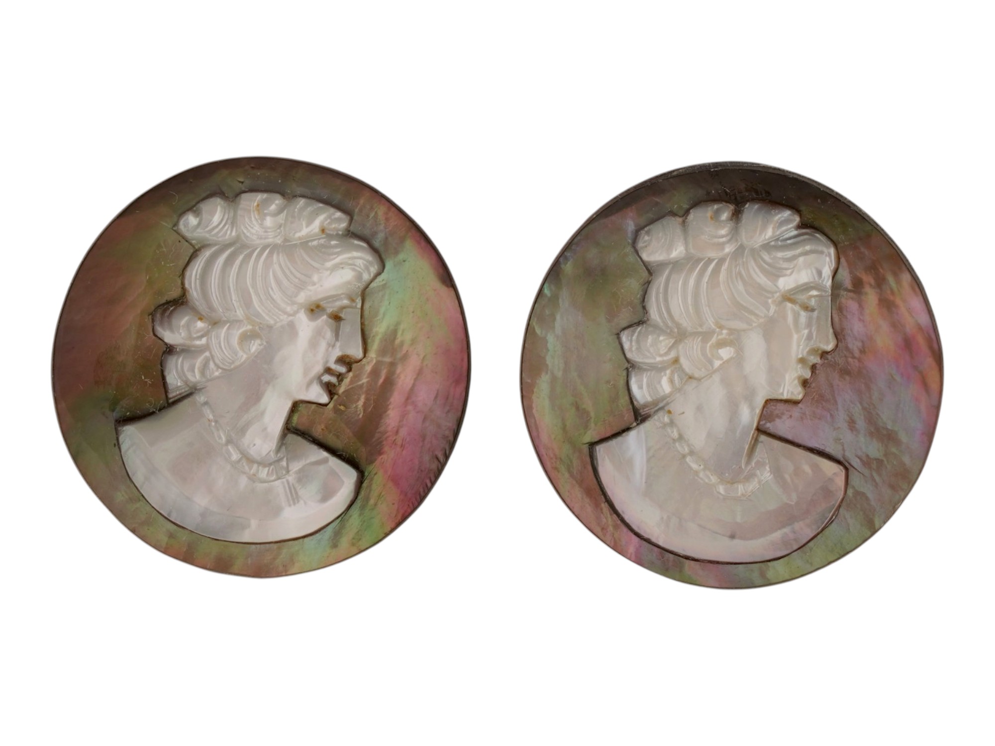 COLLECTION OF TEN HAND CARVED MOTHER OF PEARL CAMEOS PIC-2