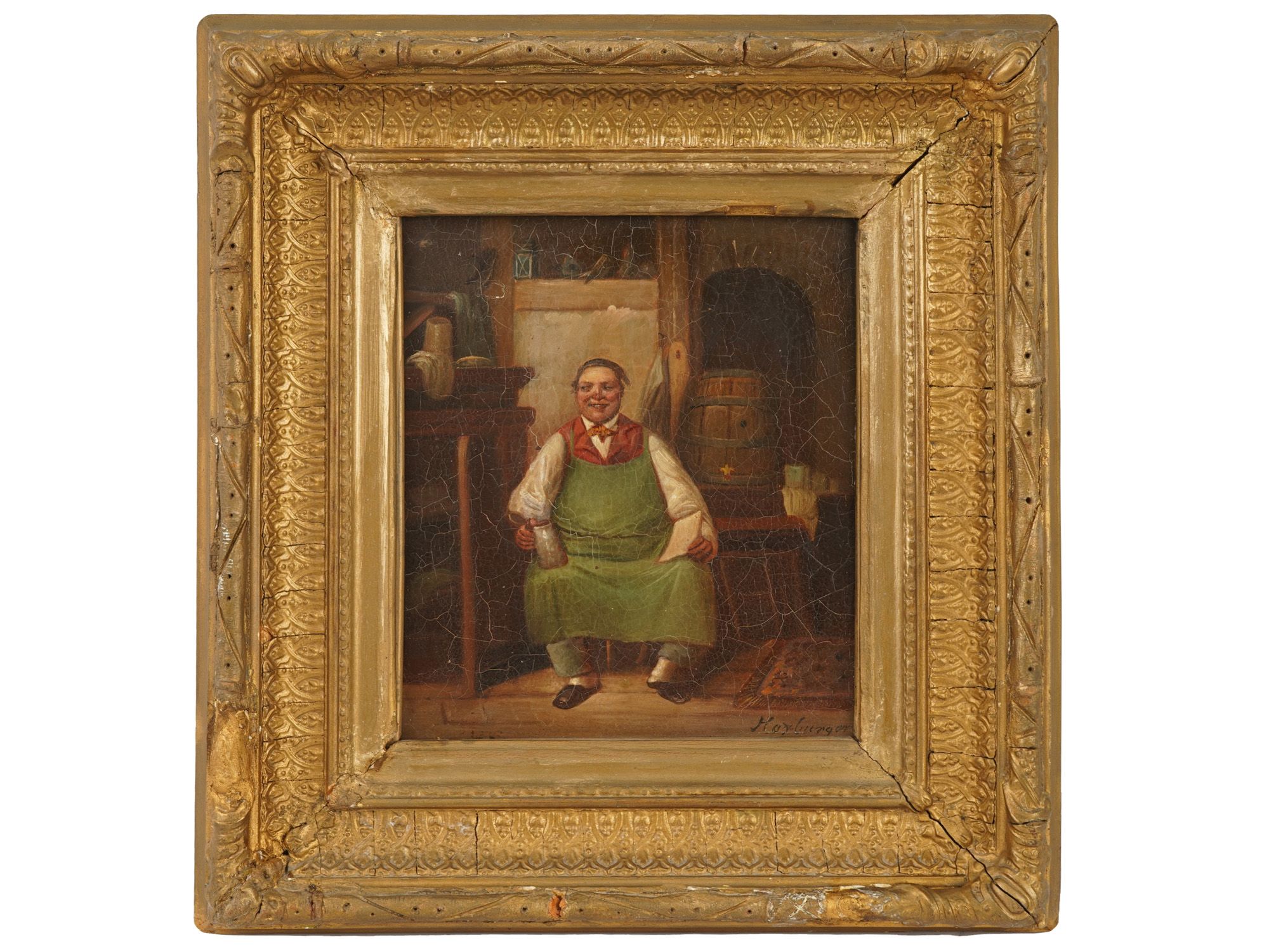 AFTER G. KREFELD MULLER GERMAN PAINTING TAVERN KEEPER PIC-