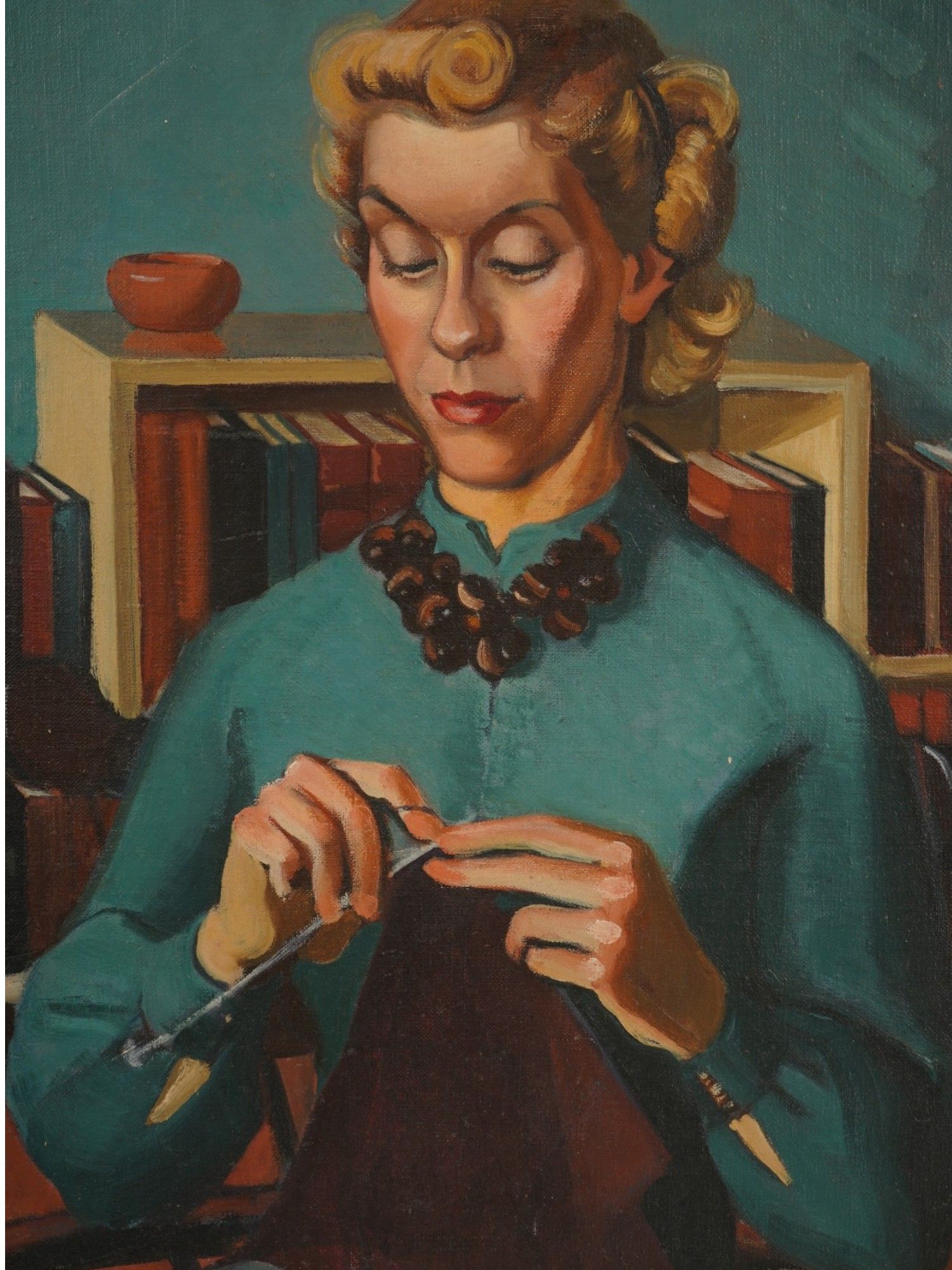 AMERICAN NEW YORK OIL PORTRAIT PAINTING 1942 PIC-1