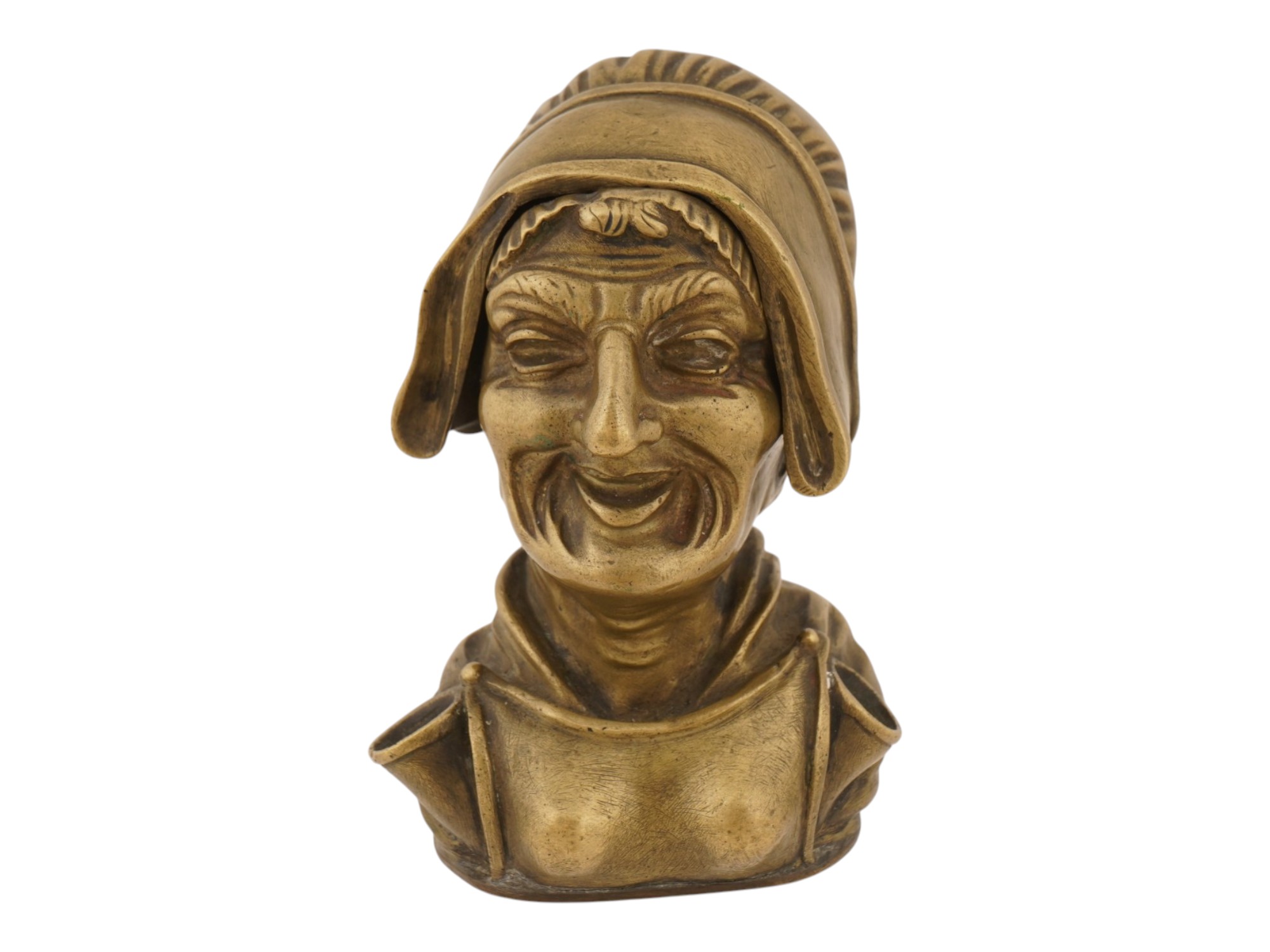 ANTIQUE 19TH C CAST BRONZE FEMALE BUST INKWELL PIC-1