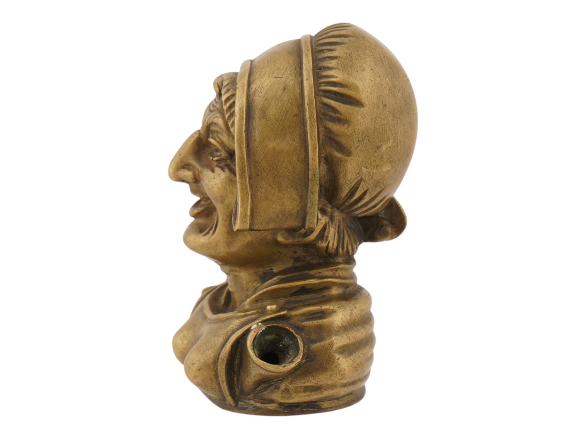 ANTIQUE 19TH C CAST BRONZE FEMALE BUST INKWELL PIC-2