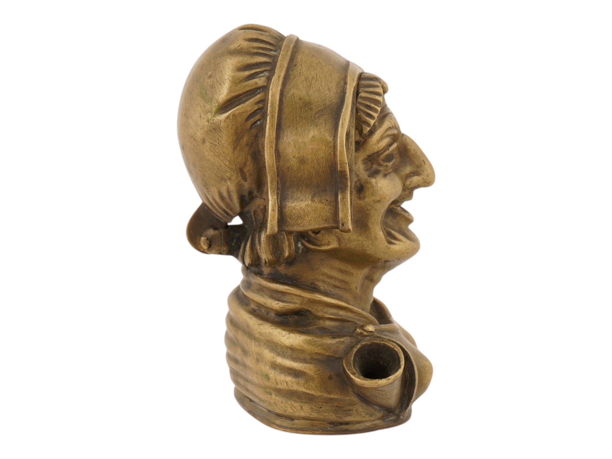 ANTIQUE 19TH C CAST BRONZE FEMALE BUST INKWELL PIC-4