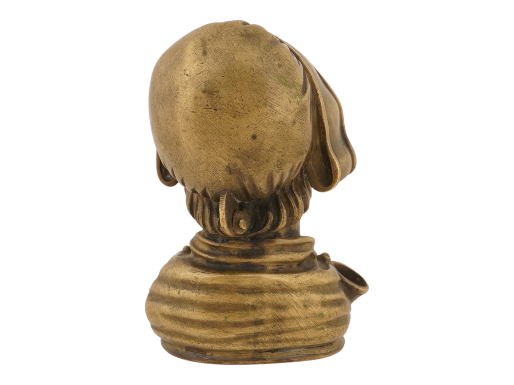 ANTIQUE 19TH C CAST BRONZE FEMALE BUST INKWELL PIC-3