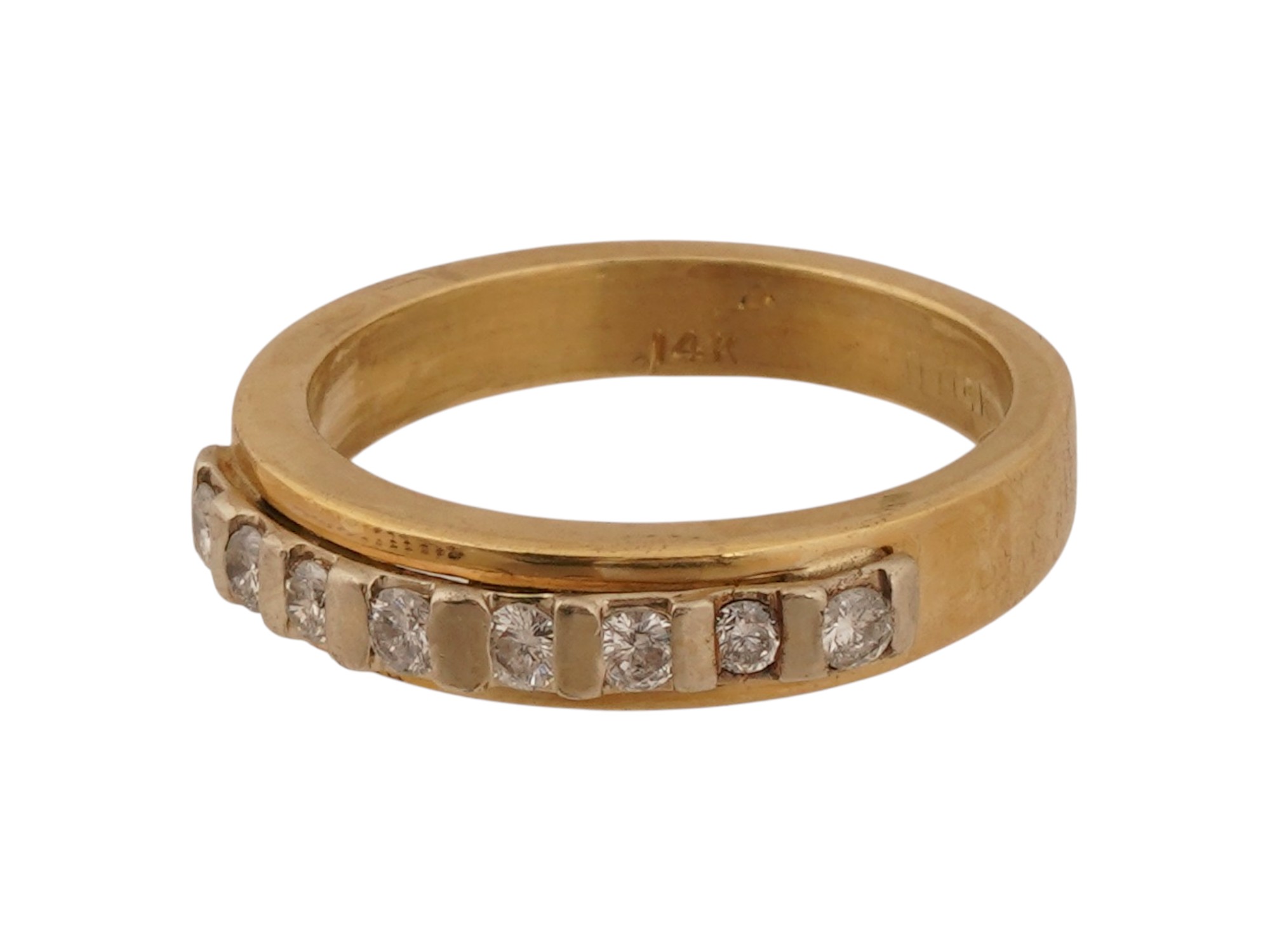 VINTAGE 14K GOLD DIAMOND ANNIVERSARY WEDDING BAND RING PIC-1