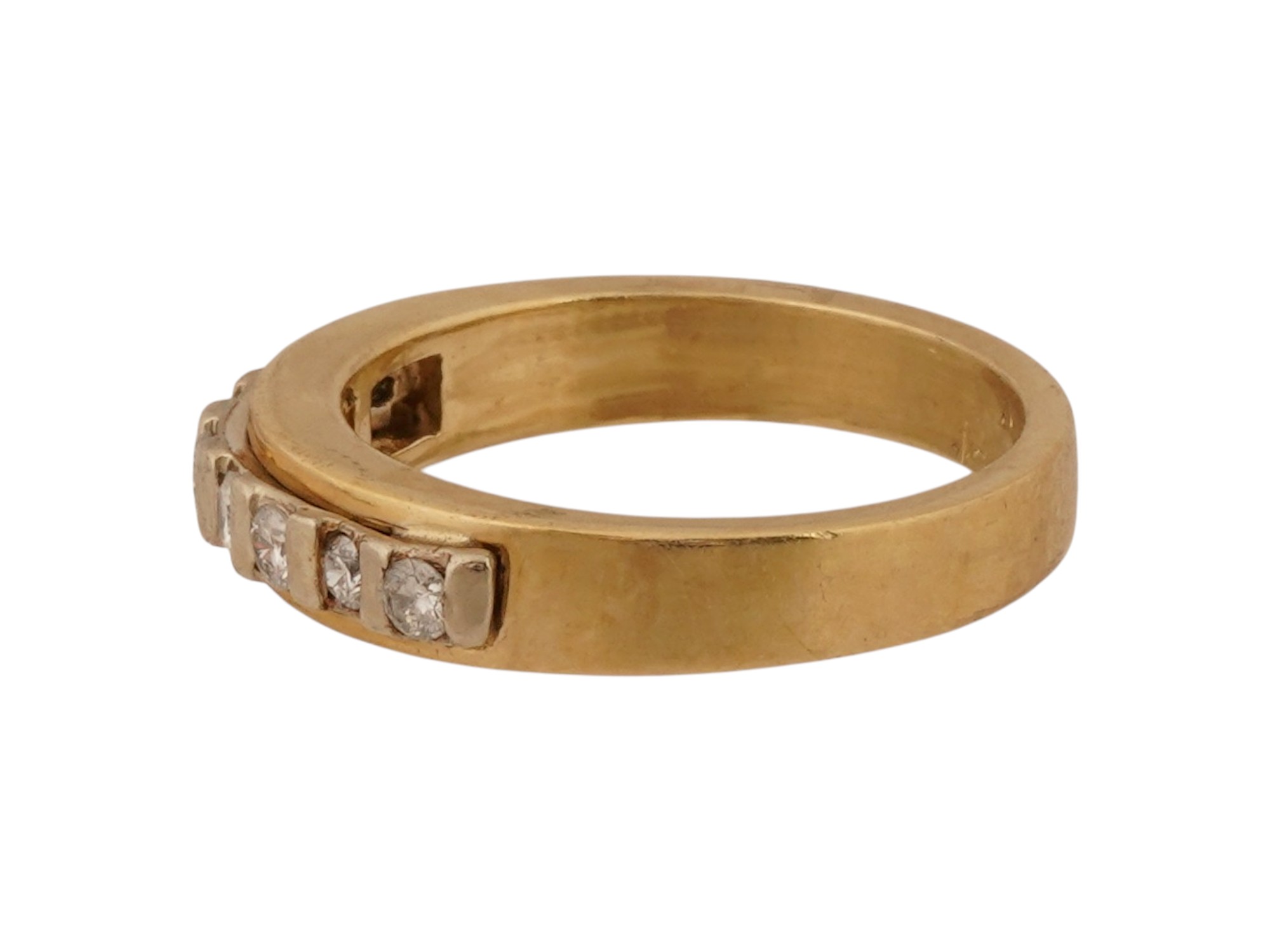 VINTAGE 14K GOLD DIAMOND ANNIVERSARY WEDDING BAND RING PIC-4