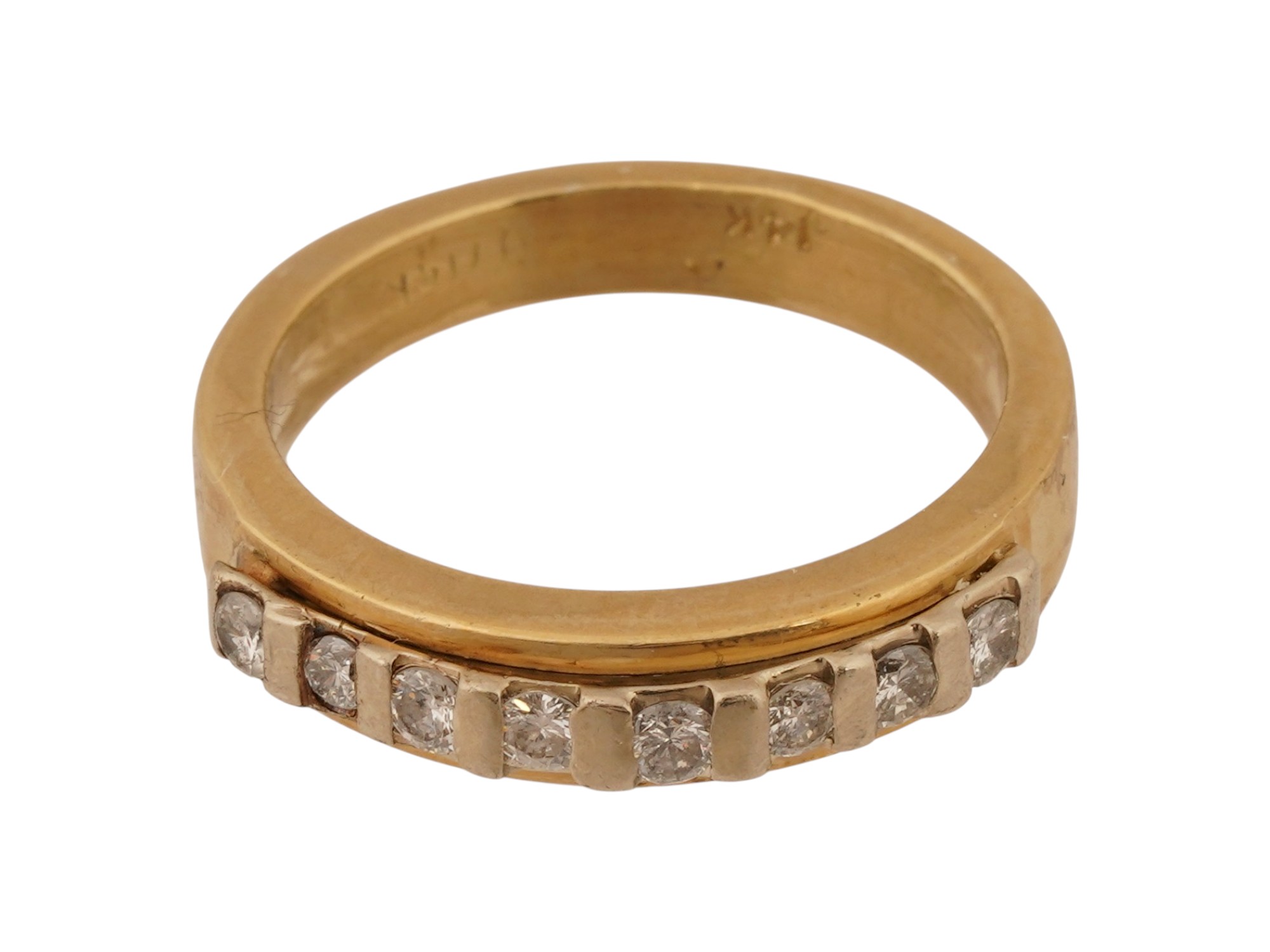 VINTAGE 14K GOLD DIAMOND ANNIVERSARY WEDDING BAND RING PIC-
