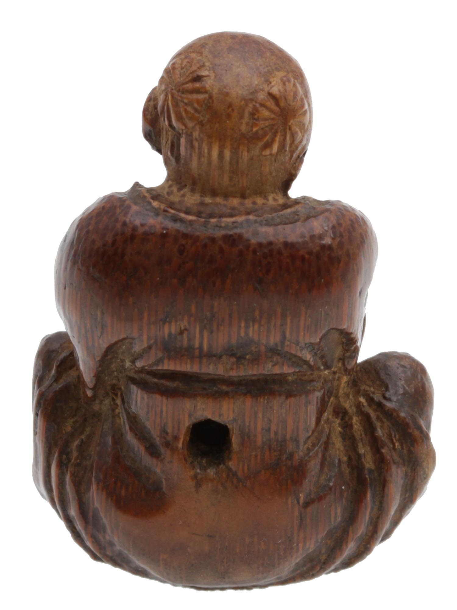 AN ANTIQUE JAPANESE CARVED WOOD NETSUKE PIC-2