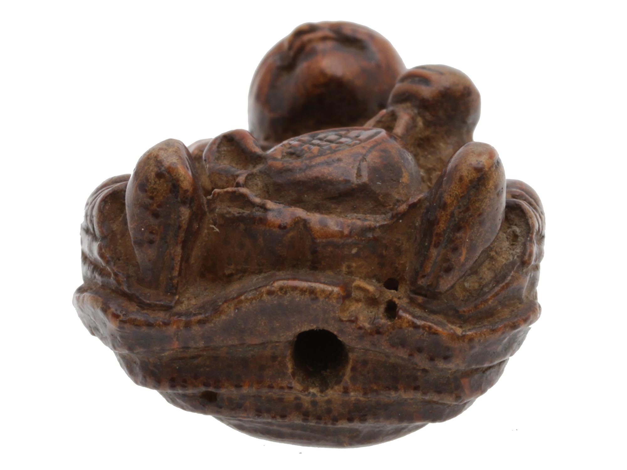 AN ANTIQUE JAPANESE CARVED WOOD NETSUKE PIC-4