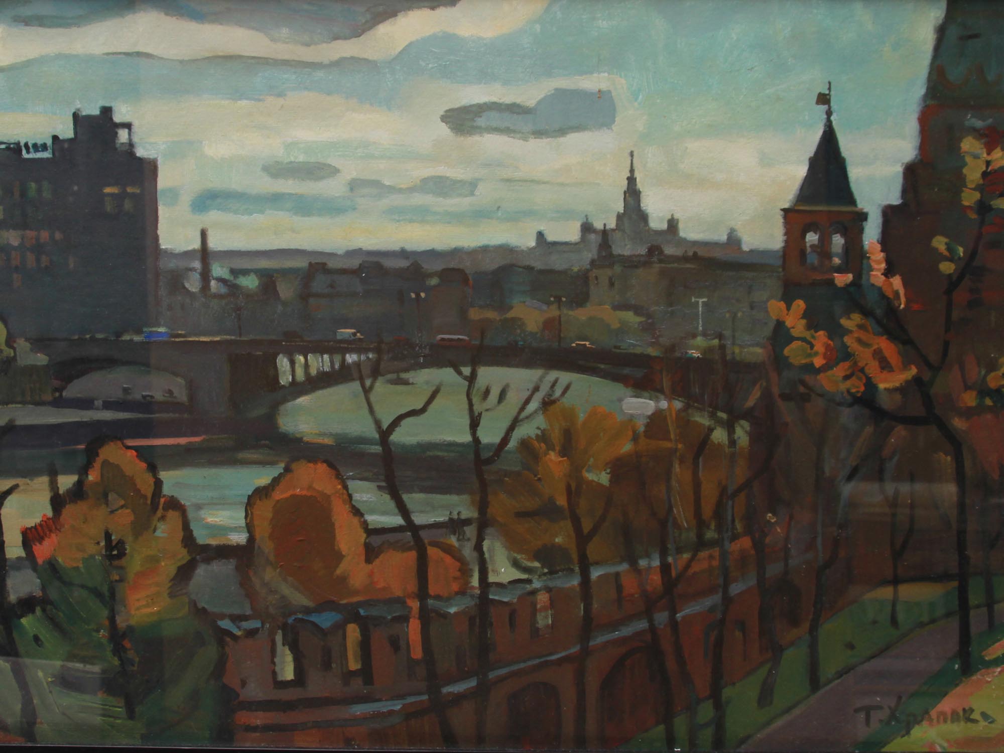 RUSSIAN PAINTING VIEW OF KREMLIN BY GEORGY HRAPAK PIC-1