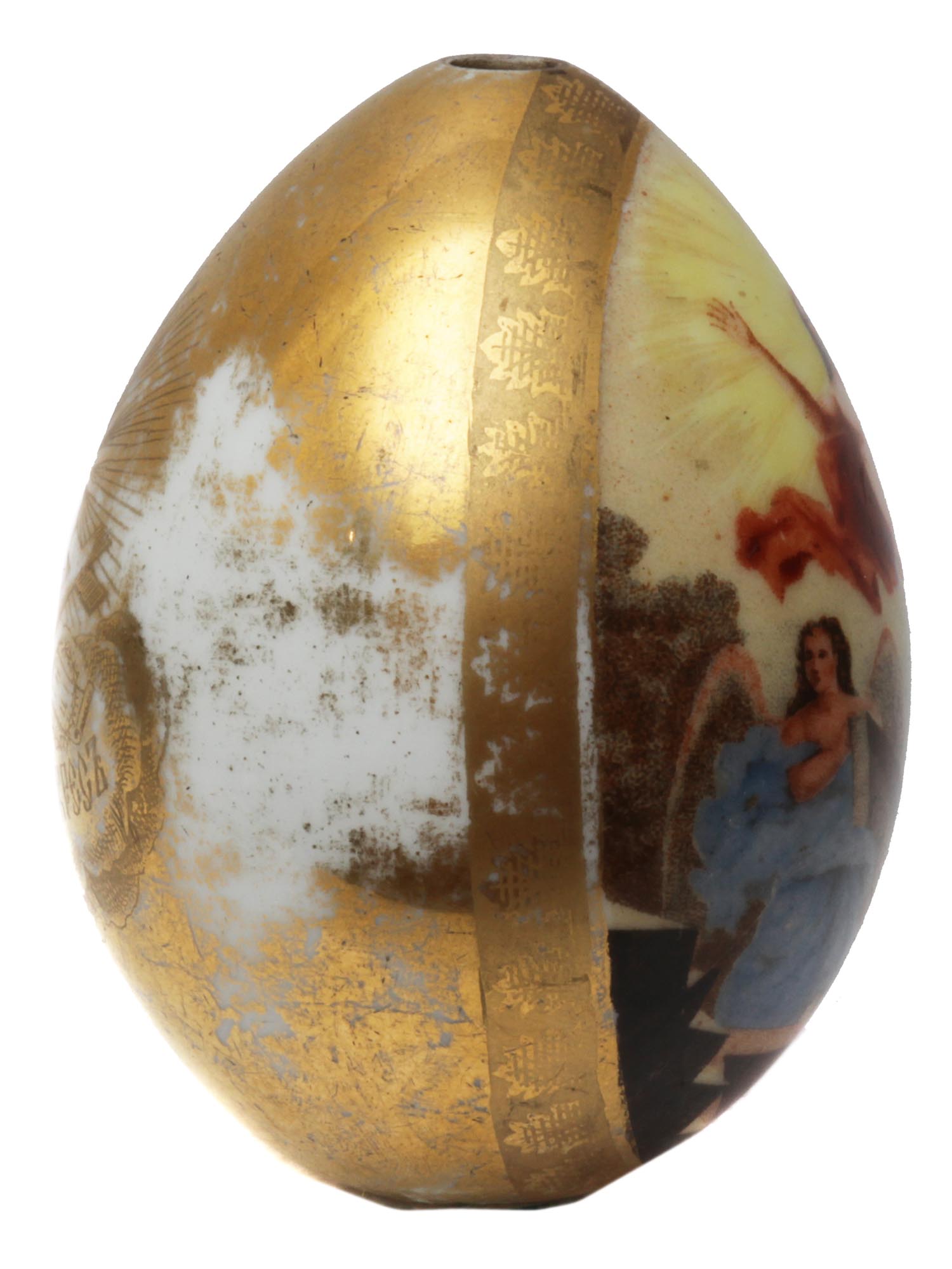 AN ANTIQUE RUSSIAN IMPERIAL PORCELAIN EASTER EGG PIC-1