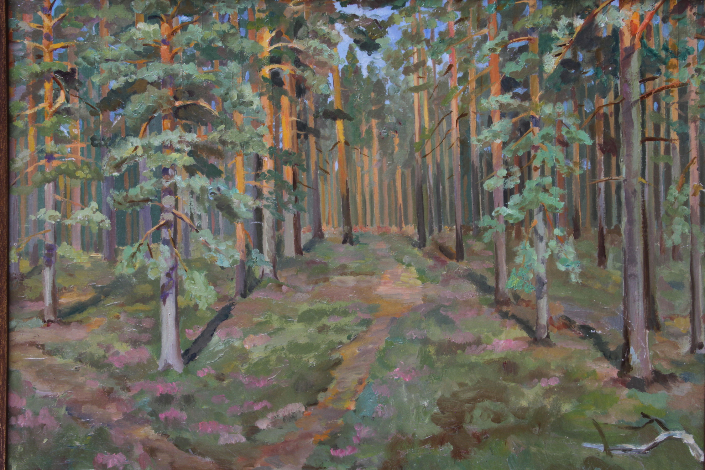 RUSSIAN OIL PAINTING ON PAPER BY BOGOMAZOV FOREST PIC-1