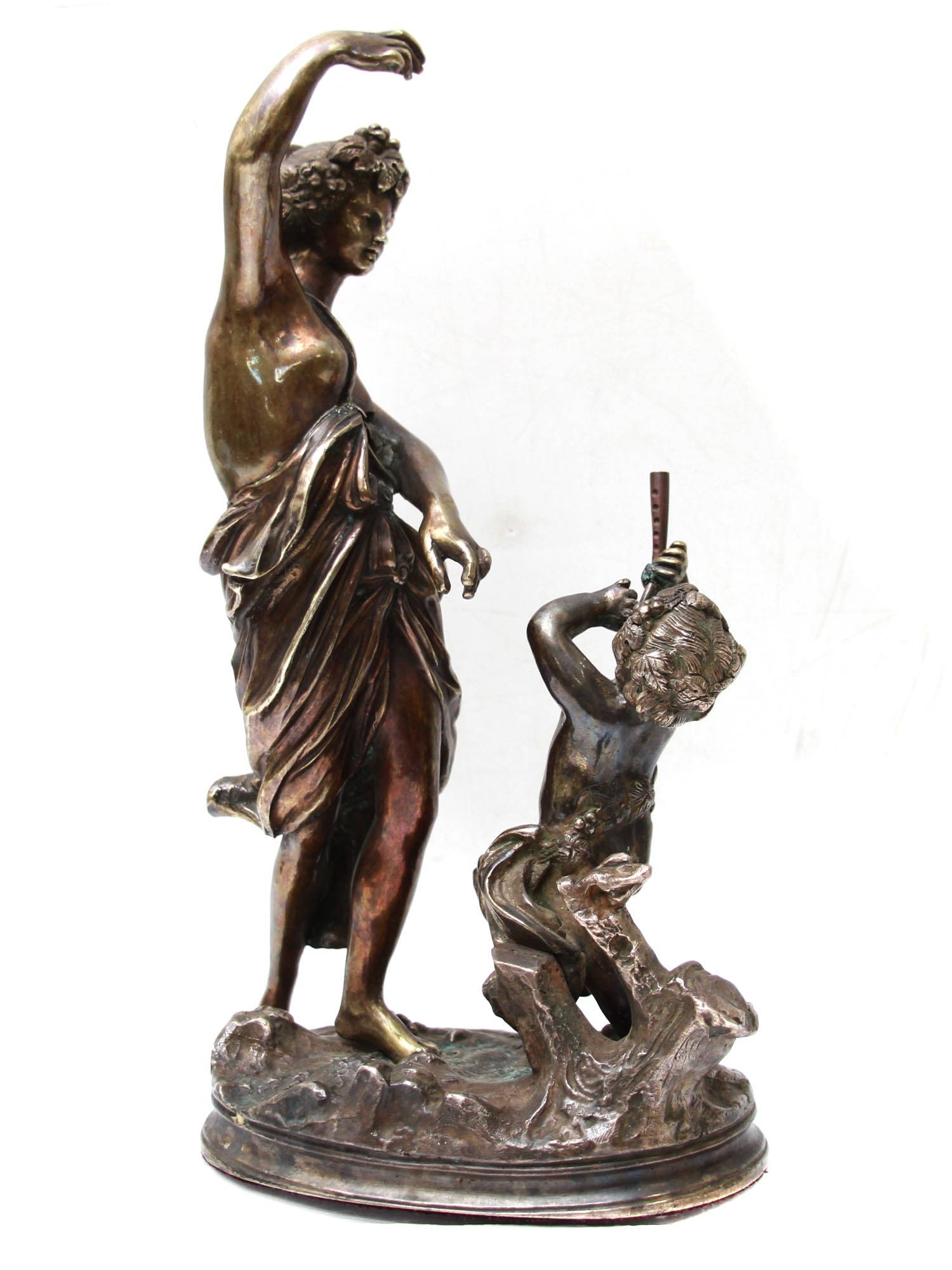 ANTIQUE EUROPEAN BRONZE STATUETTE BACCHANTE C 1900 PIC-0