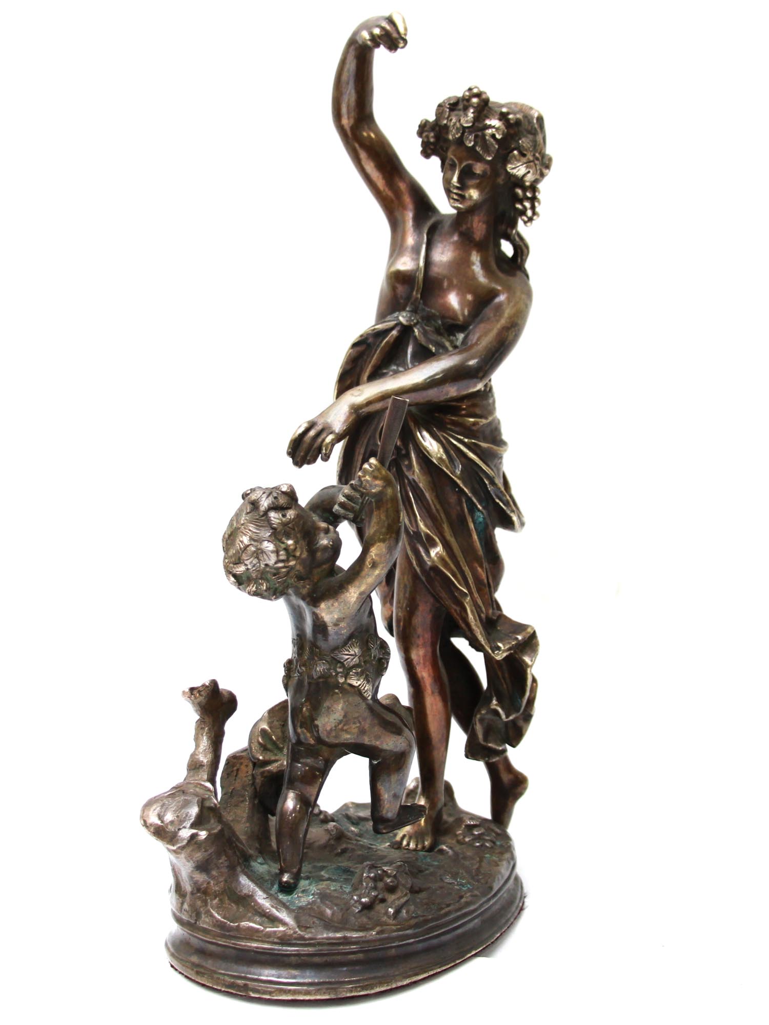 ANTIQUE EUROPEAN BRONZE STATUETTE BACCHANTE C 1900 PIC-1