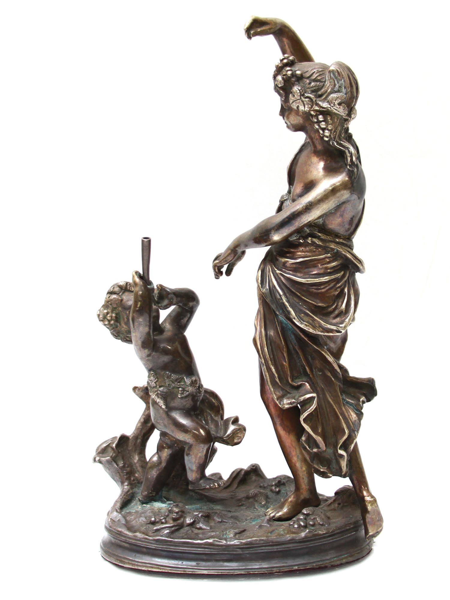 ANTIQUE EUROPEAN BRONZE STATUETTE BACCHANTE C 1900 PIC-3