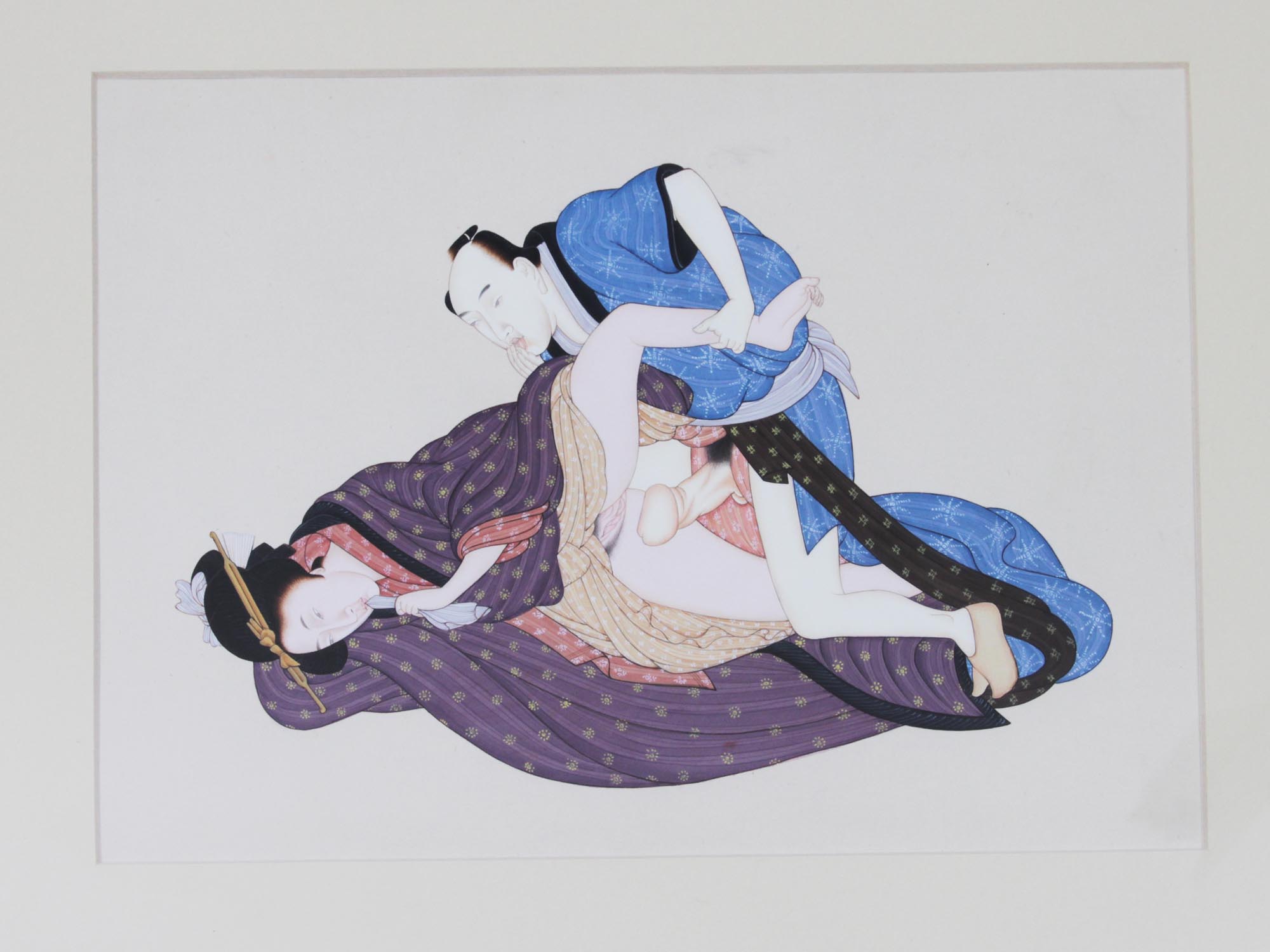 ANTIQUE JAPANESE WATERCOLOR PAINTING PAPER EROTIC PIC-1