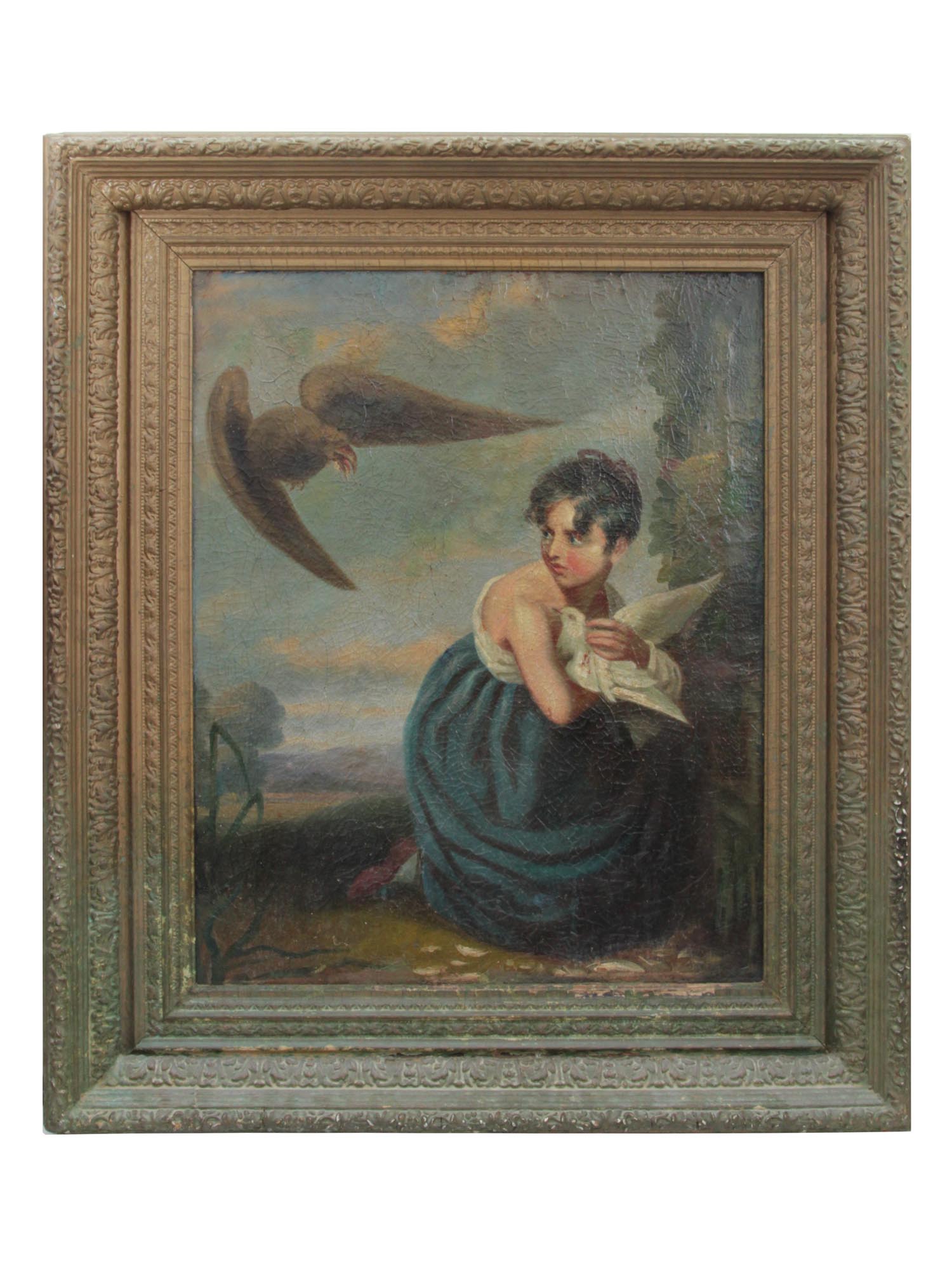 AN ANTIQUE OIL PAINTING AFTER GEORGE ROMNEY 18TH C PIC-0
