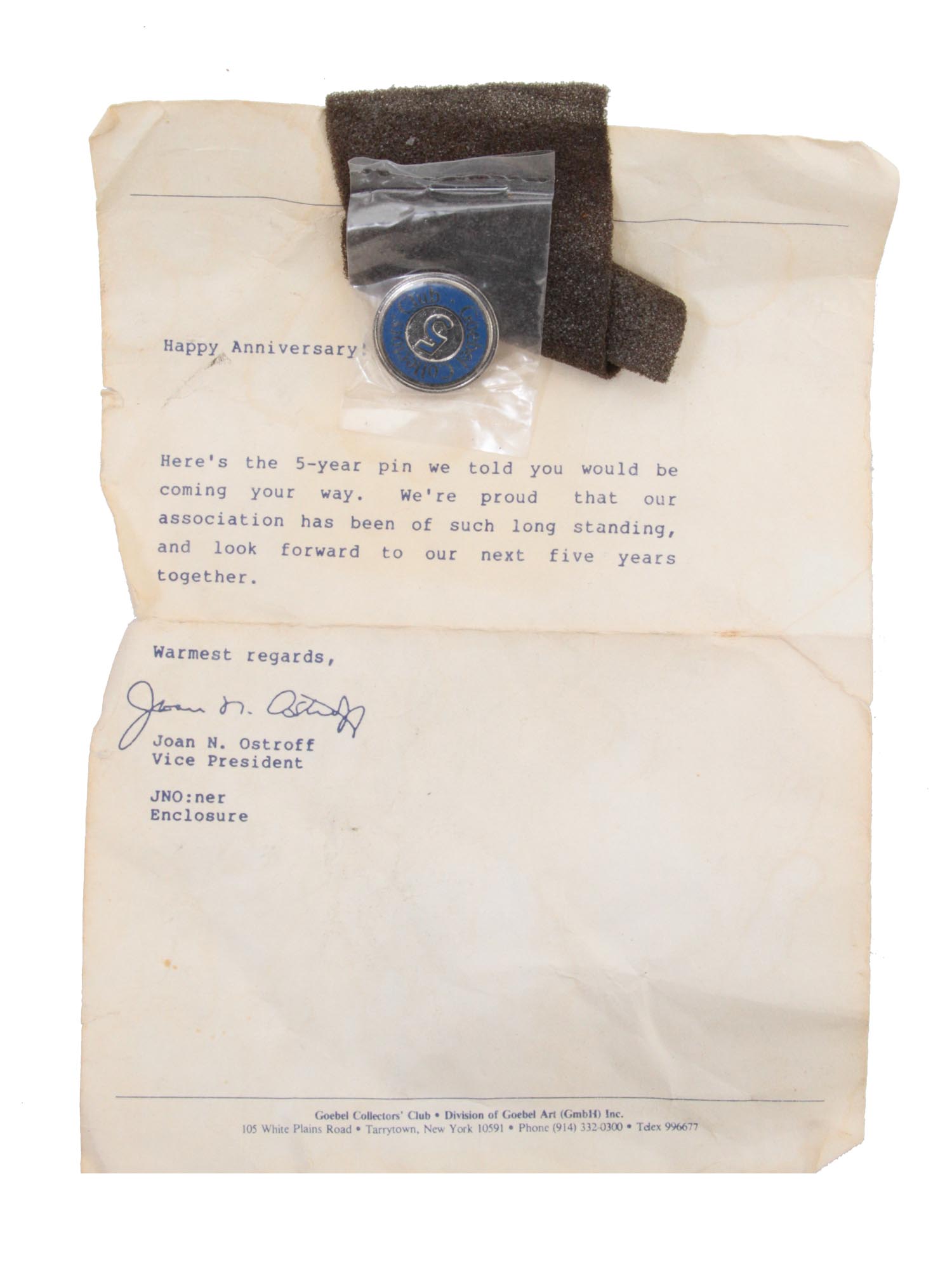 TWO VINTAGE PINS WITH SIGNED DOCUMENTS PIC-1