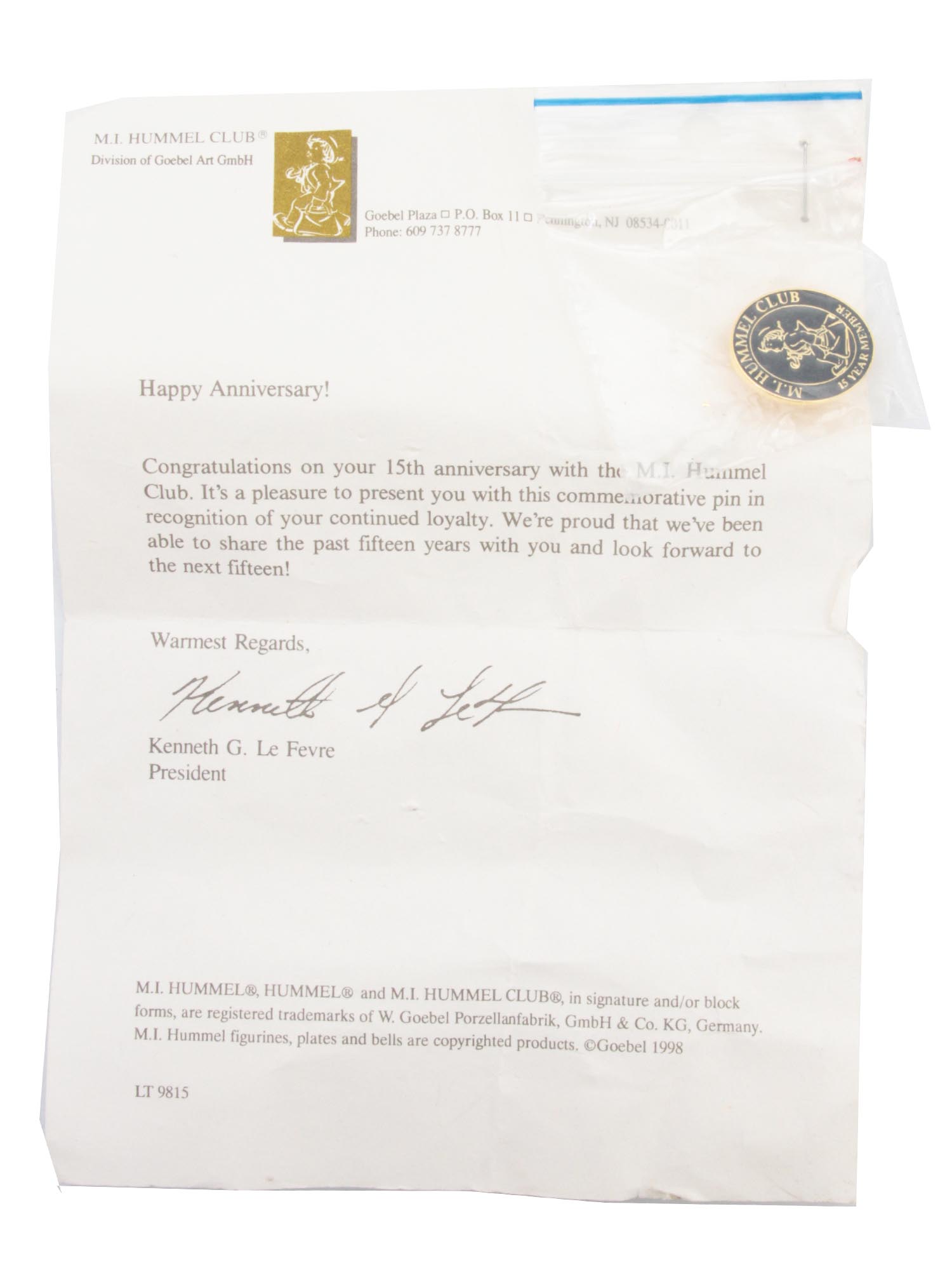 TWO VINTAGE PINS WITH SIGNED DOCUMENTS PIC-2