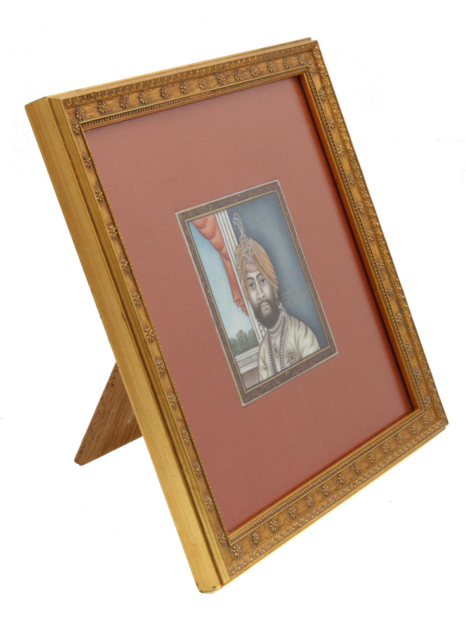 AN ANTIQUE INDIAN MINIATURE PORTRAIT OF MAHARAJA PIC-2