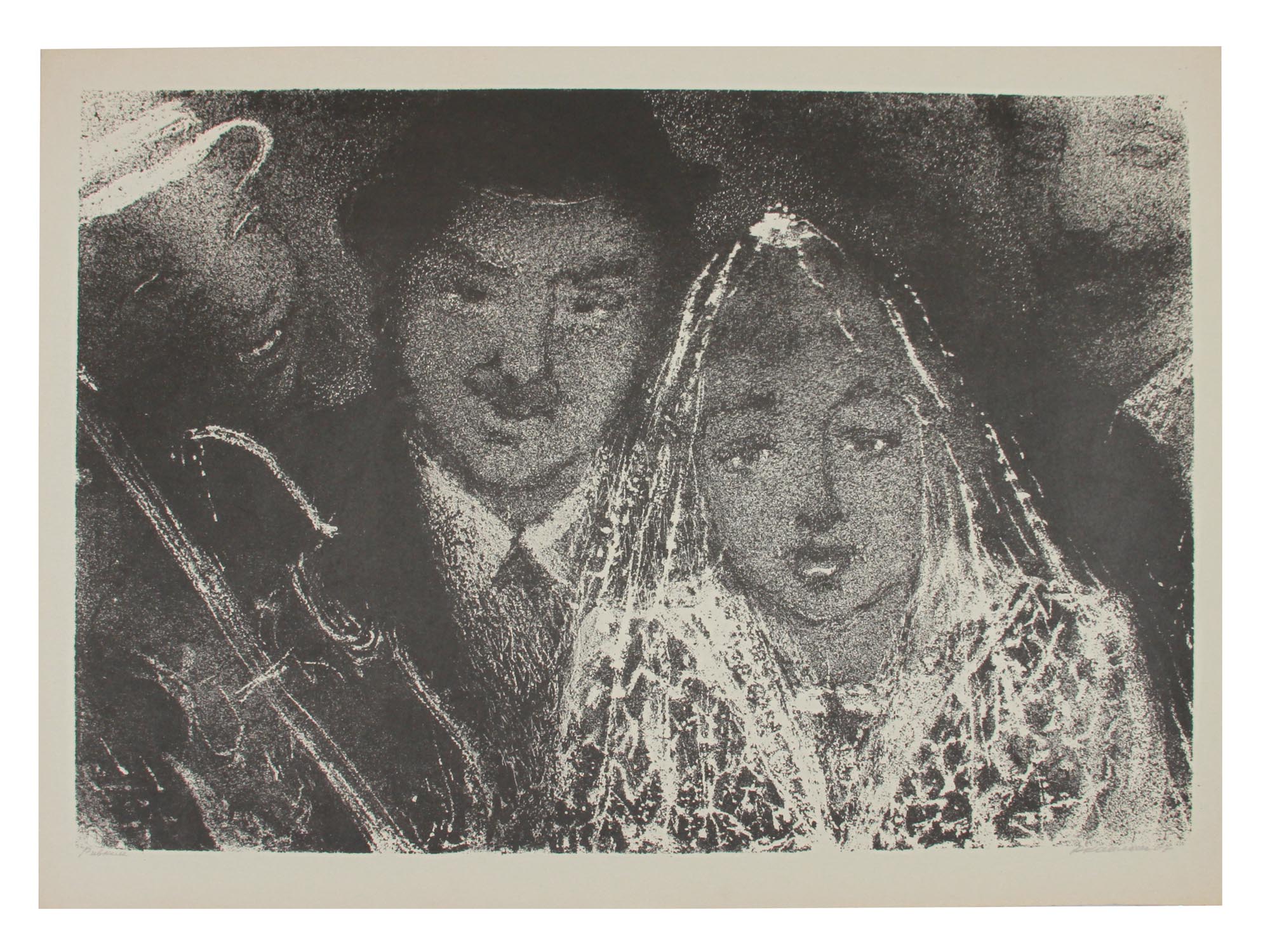 RUSSIAN JEWISH B & W LITHOGRAPH BY ANATOLI KAPLAN PIC-0