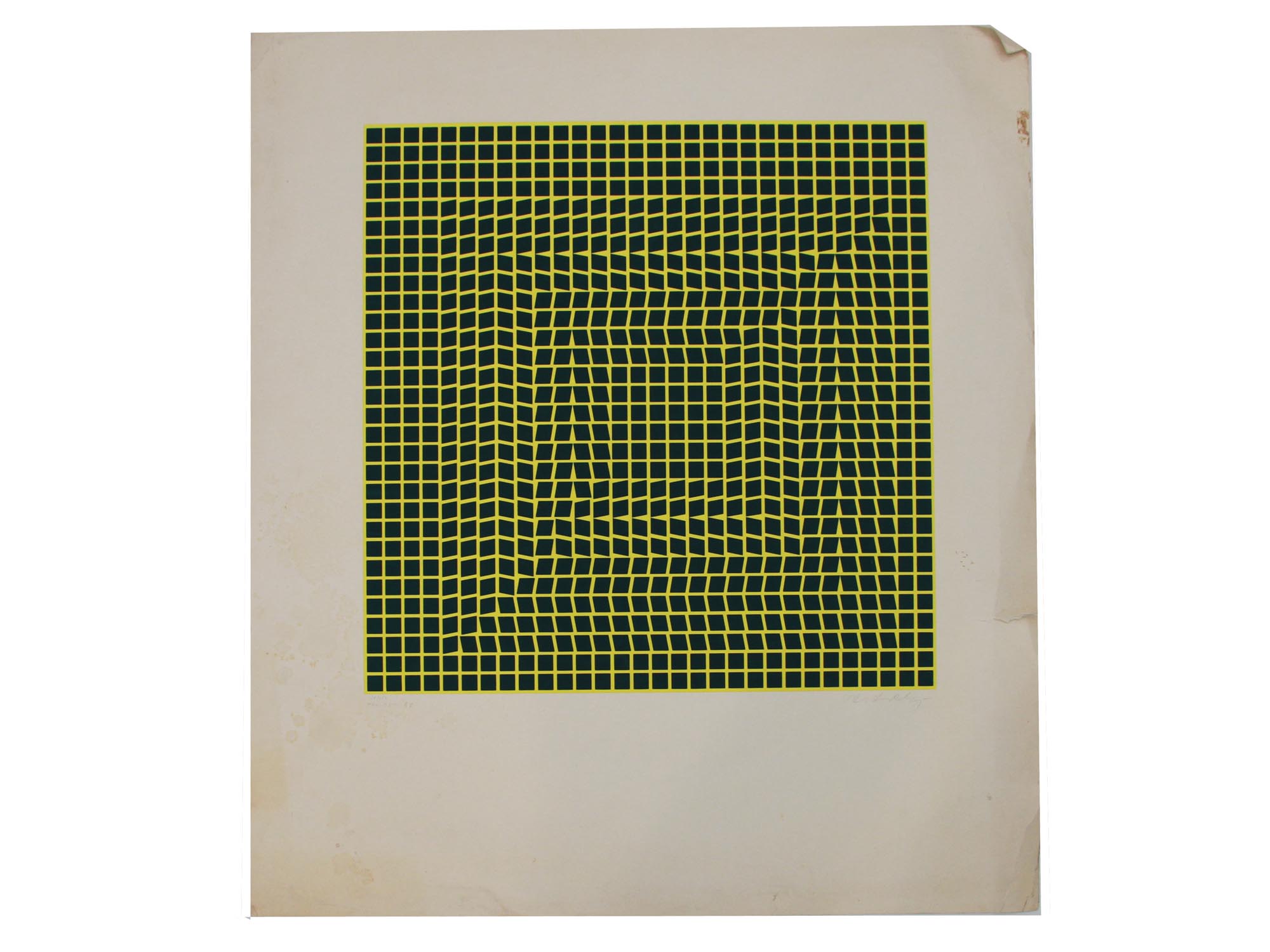 A VINTAGE SIGNED VICTOR VASARELY ART LITHOGRAPH PIC-0