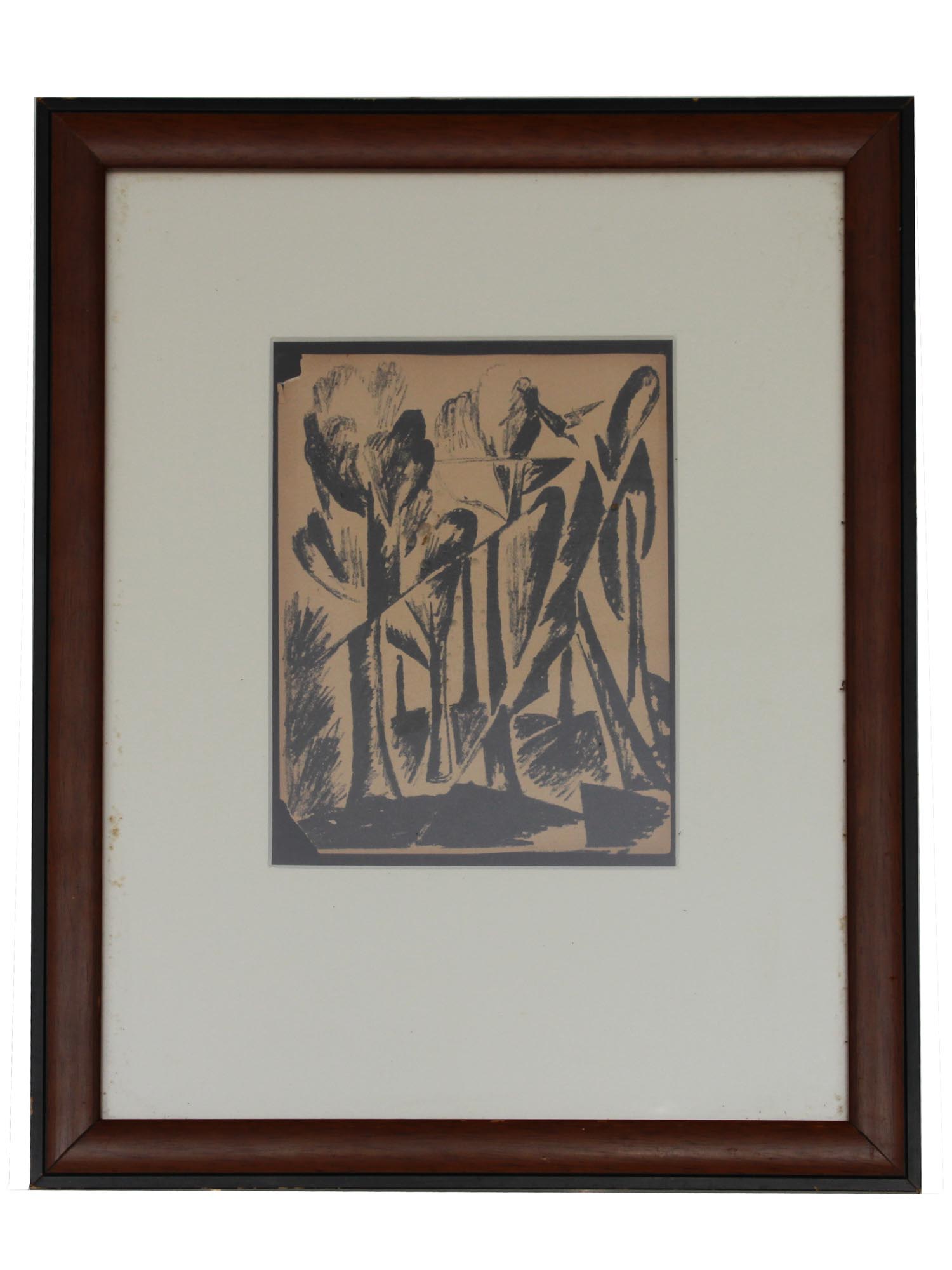 RUSSIAN LITHOGRAPH TREES BY NATALIA GONCHAROVA PIC-0