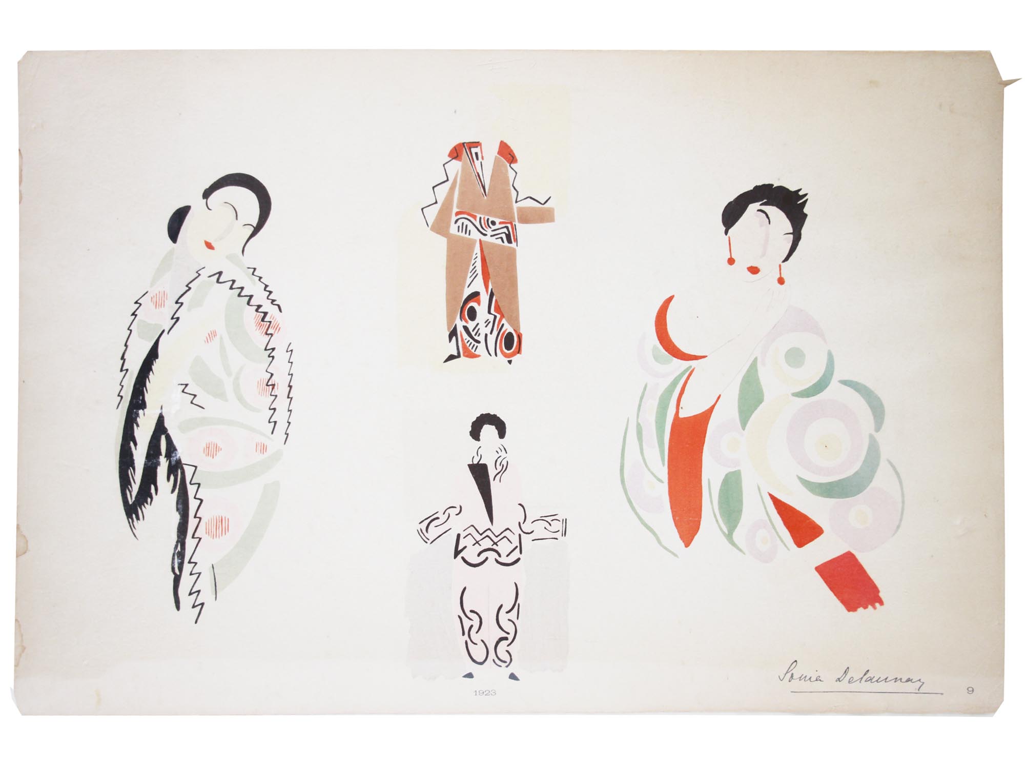 FRENCH FASHION PRINT POCHOIR BY SONIA DELAUNAY PIC-1