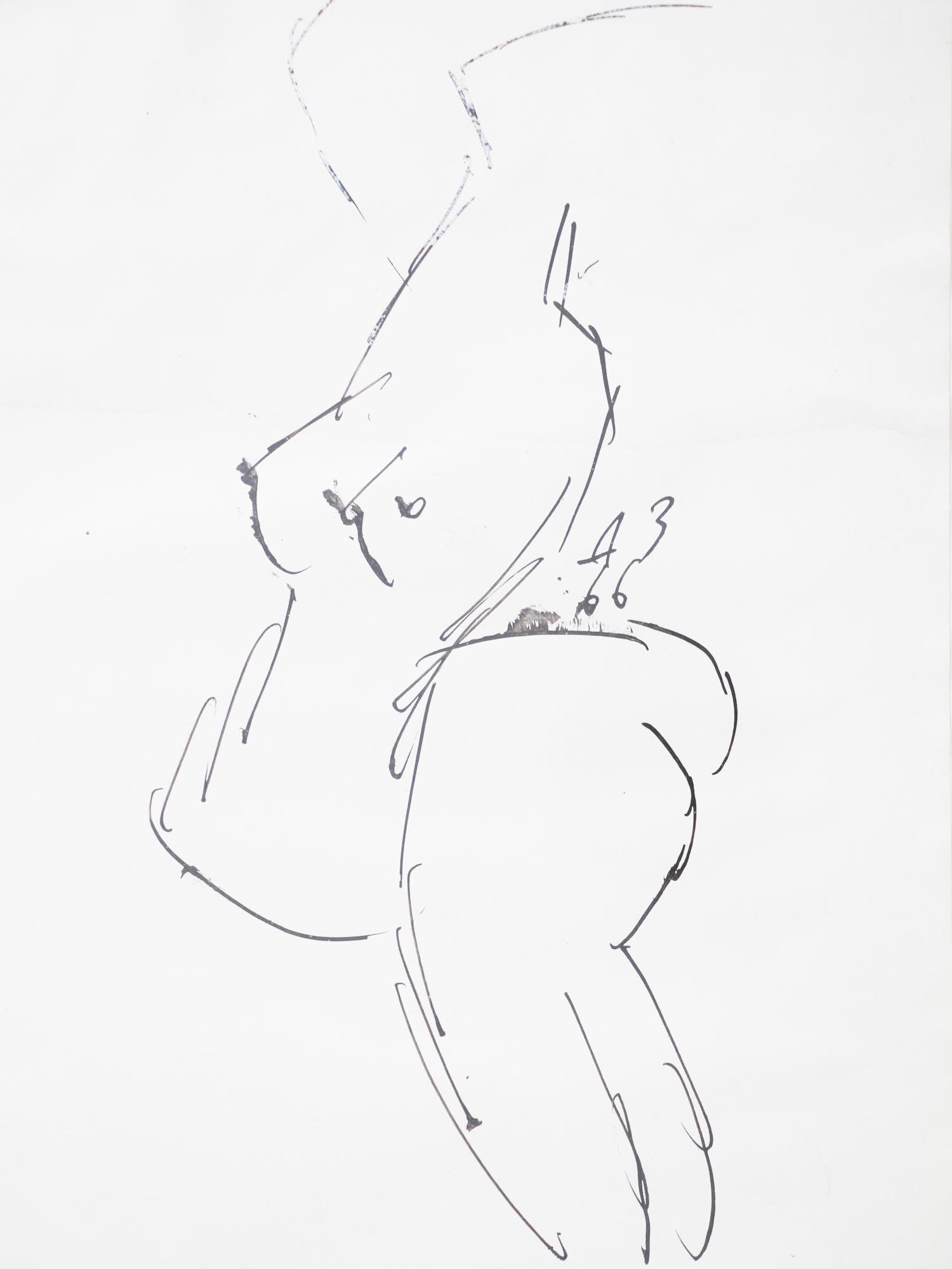 RUSSIAN INK PAINTING NUDE BY ANATOLY ZVEREV PIC-2