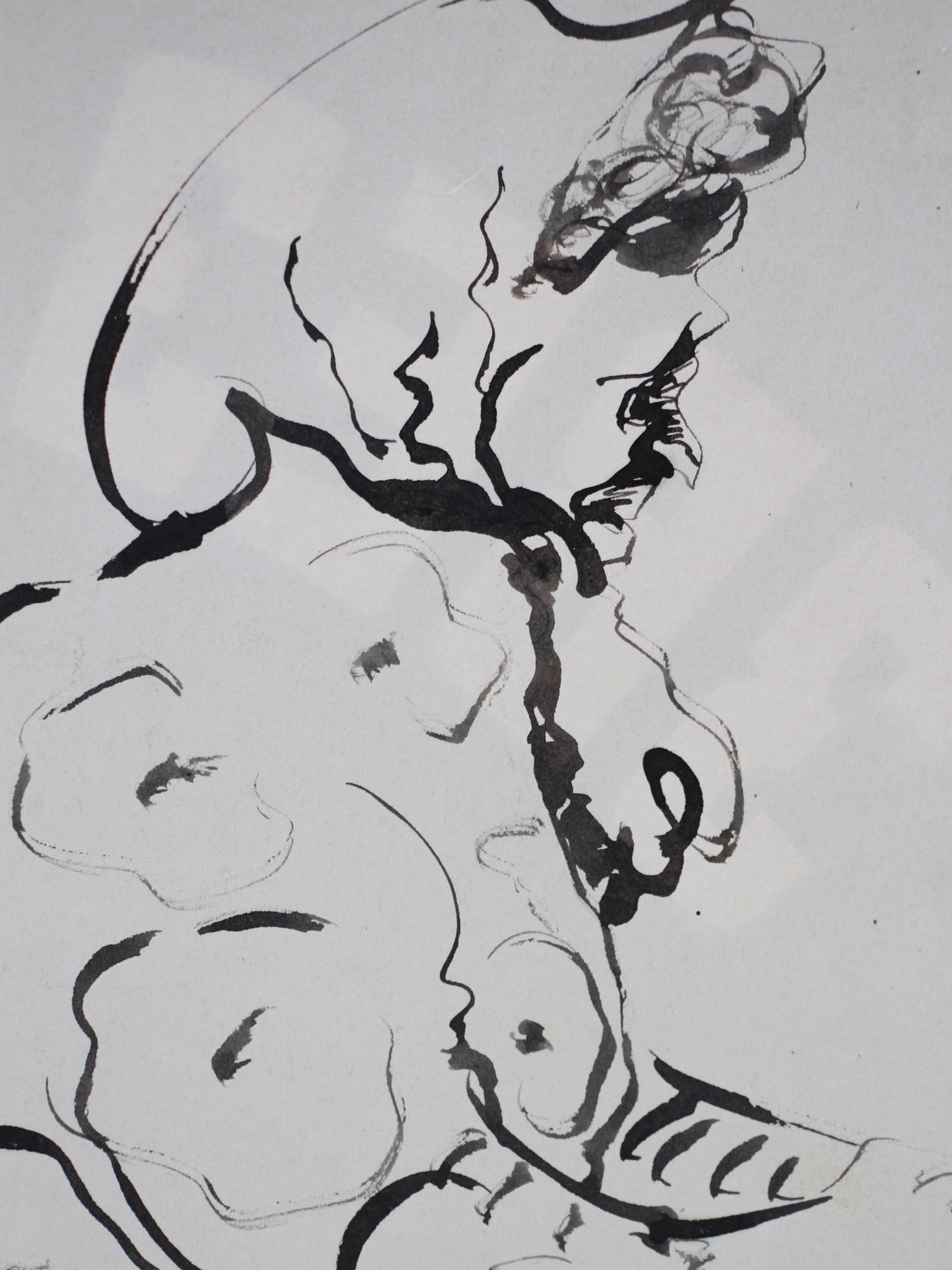 RUSSIAN INK PAINTING WOMAN BY ANATOLY ZVEREV PIC-2