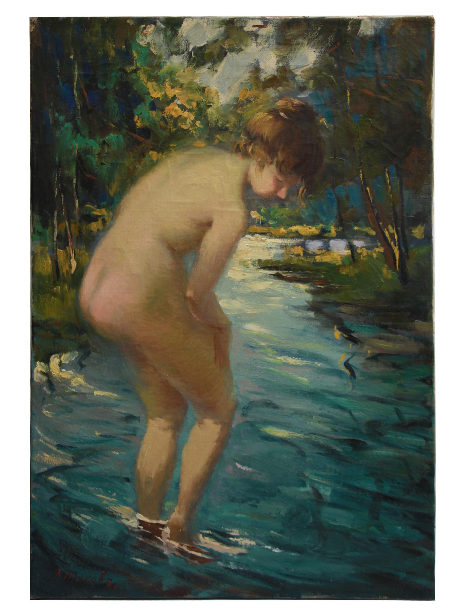 RUSSIAN OIL PAINTING NUDE WOMAN BY VITALY TIKHOV PIC-0