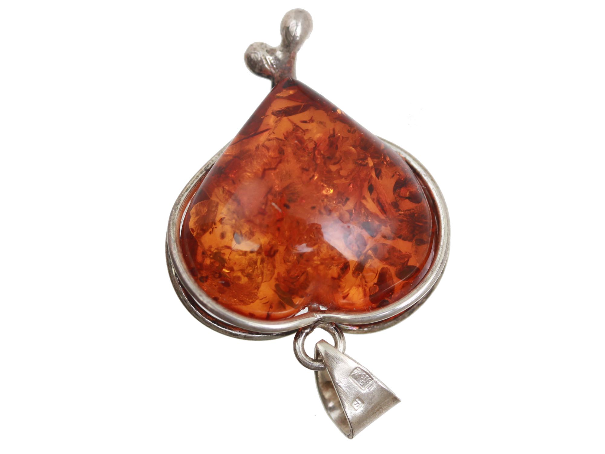 A JEWELRY SET AMBER SILVER EARRINGS AND PENDANT PIC-2