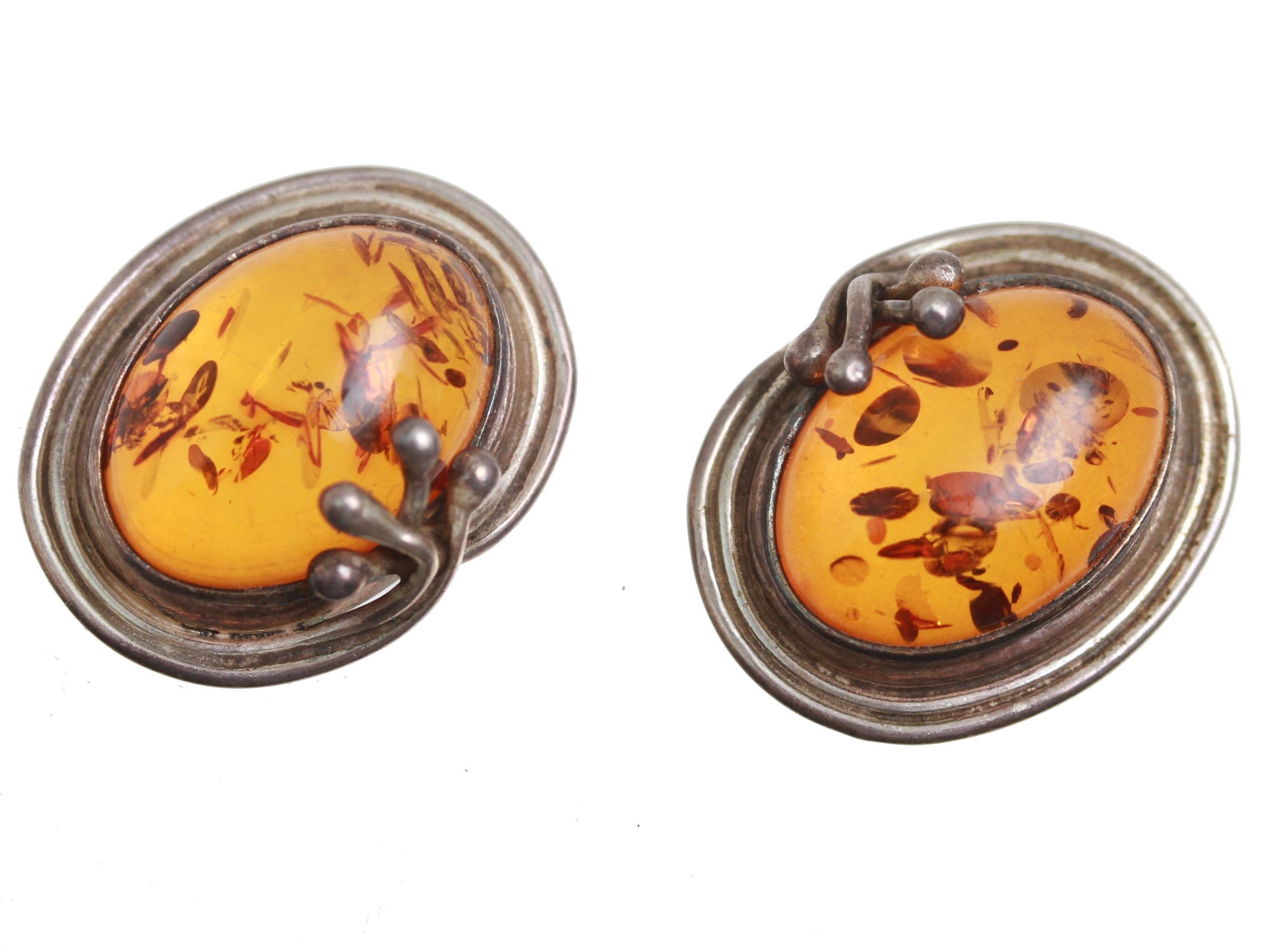 A JEWELRY SET AMBER SILVER EARRINGS AND PENDANT PIC-3