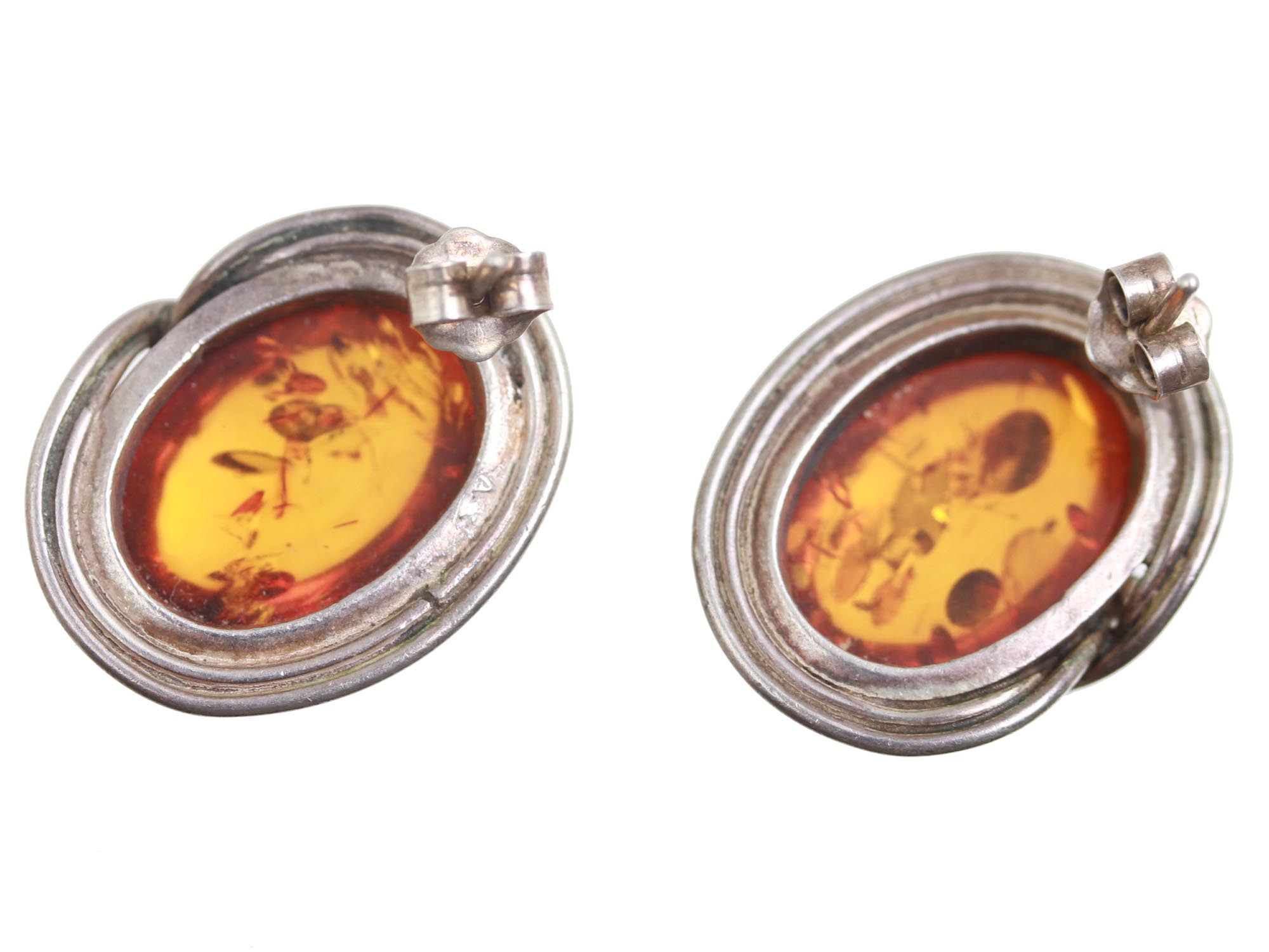 A JEWELRY SET AMBER SILVER EARRINGS AND PENDANT PIC-6