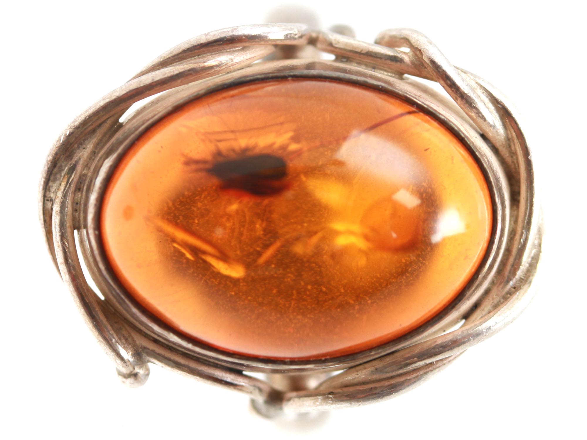 AN AMBER JEWELRY RING BROOCH AND PENDANT PIC-2