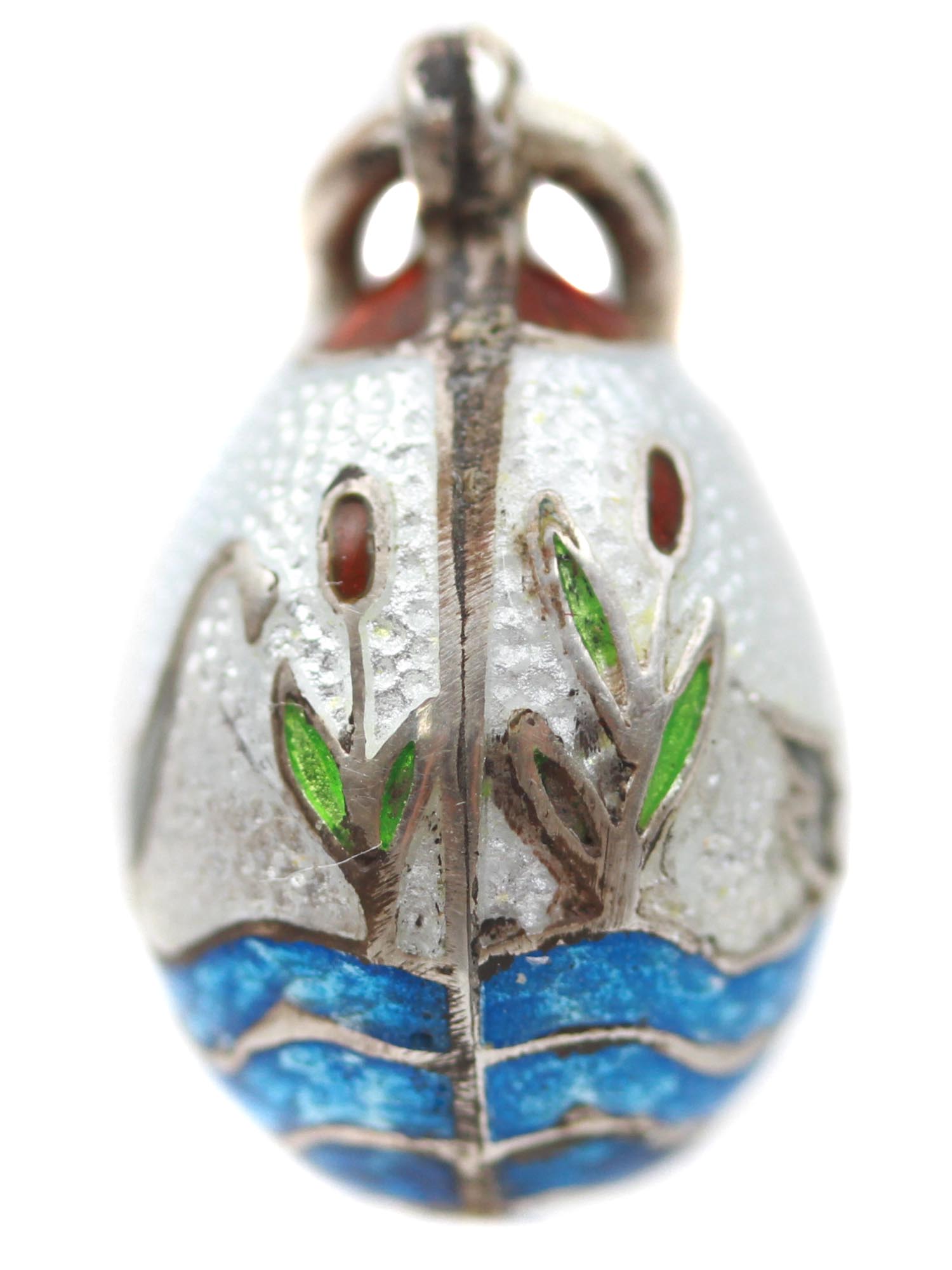 A RUSSIAN SILVER AND ENAMEL EGG PENDANT PIC-3