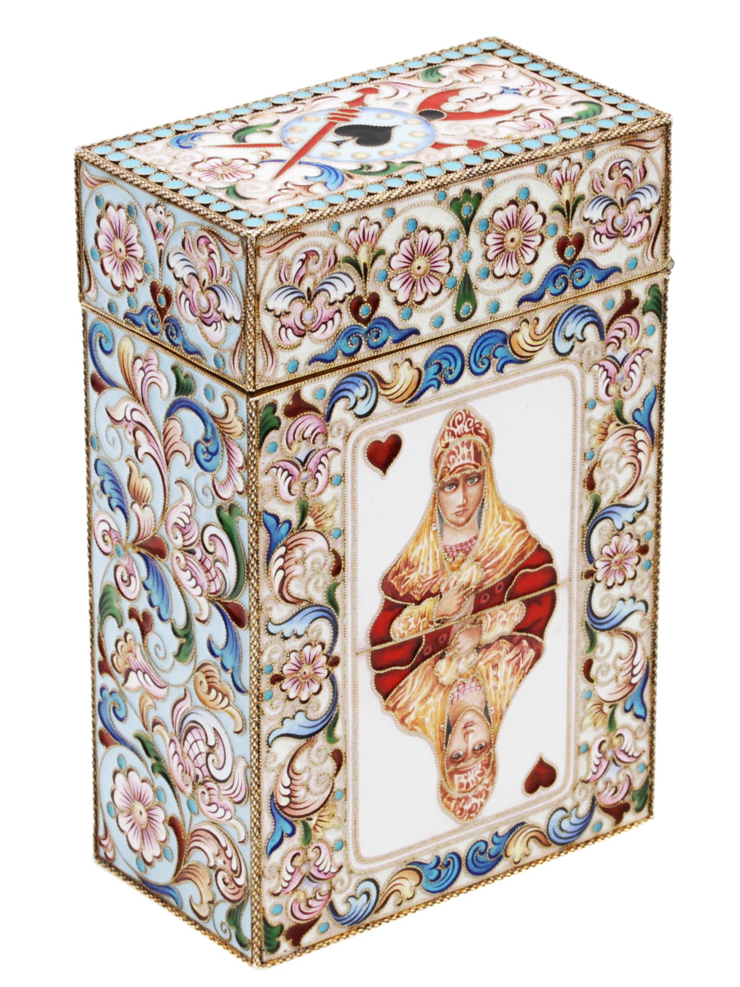 A RUSSIAN SILVER ENAMELLED CARD CASE PIC-0