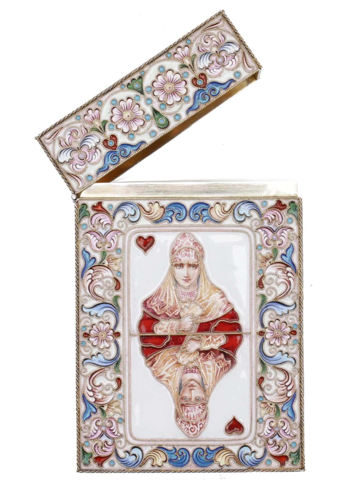 A RUSSIAN SILVER ENAMELLED CARD CASE PIC-4