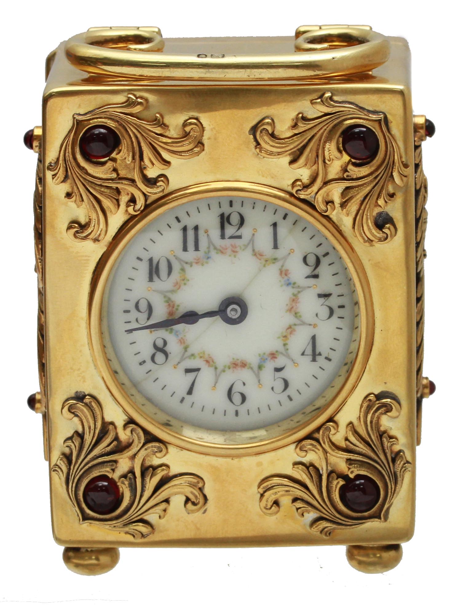 AN ANTIQUE BRITISH GILT SILVER CARRIAGE CLOCK PIC-0