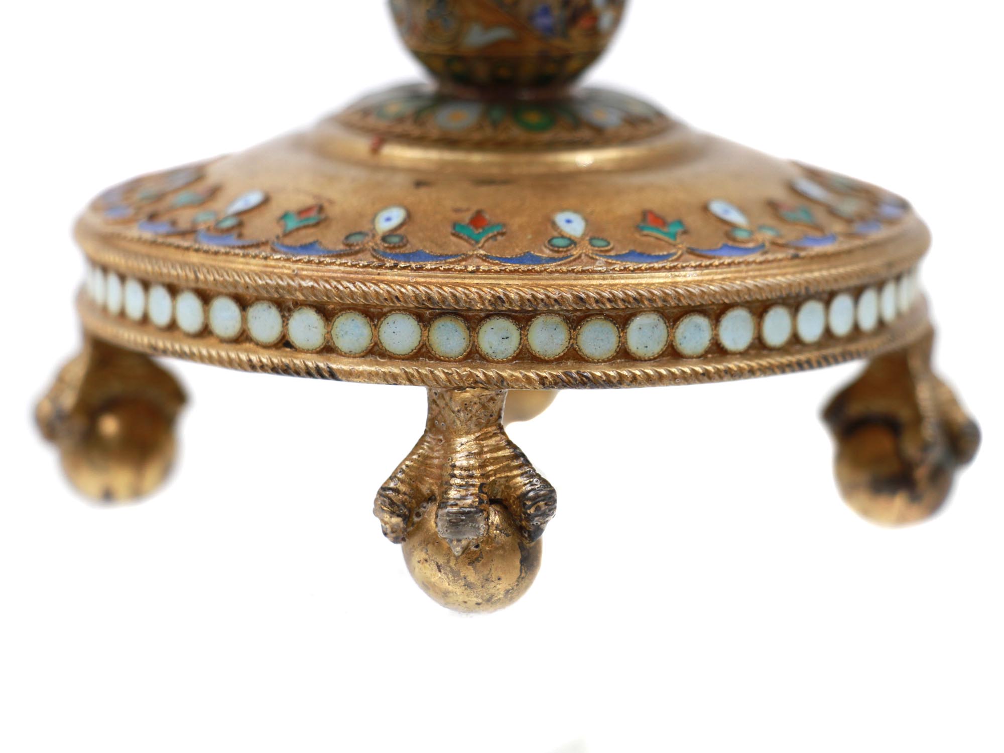 A RUSSIAN GILT SILVER AND ENAMEL LIDDED BOWL PIC-7