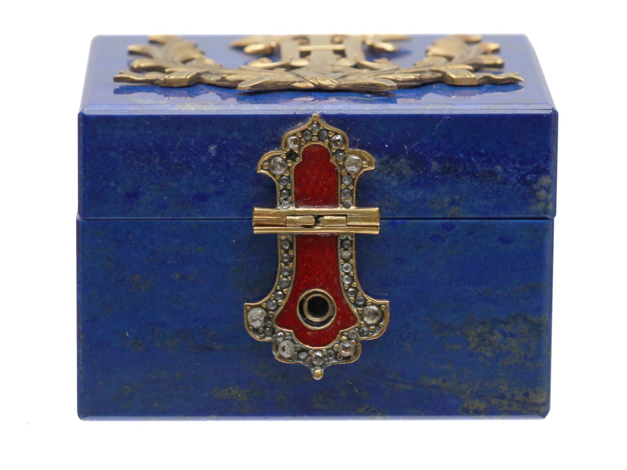 A RUSSIAN SILVER AND LAPIS LAZULI JEWELRY BOX PIC-0