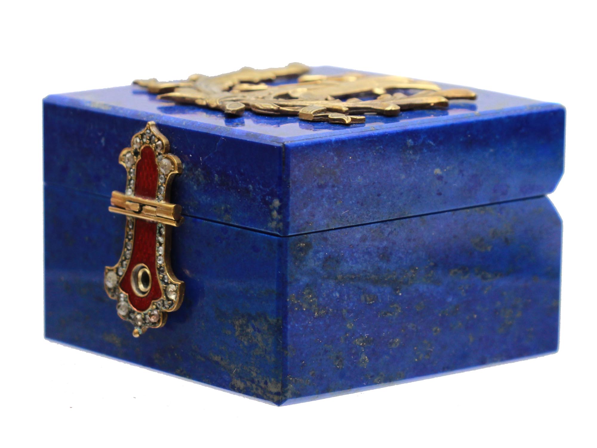 A RUSSIAN SILVER AND LAPIS LAZULI JEWELRY BOX PIC-1