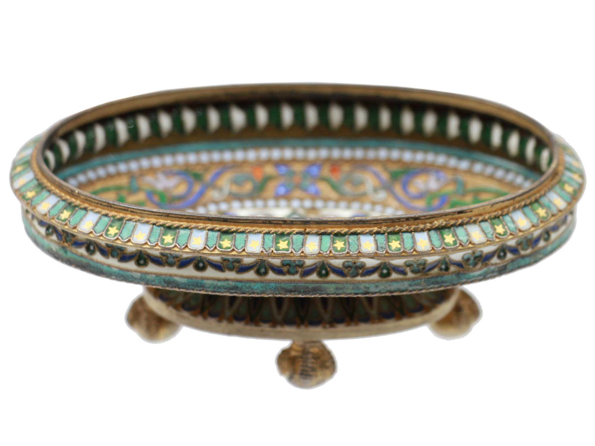 RUSSIAN GILT SILVER & ENAMEL MINIATURE CANDY BOWL PIC-0