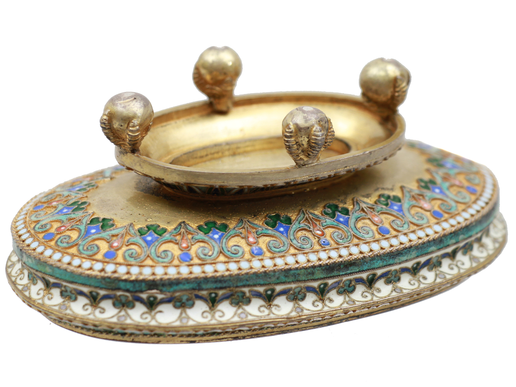 RUSSIAN GILT SILVER & ENAMEL MINIATURE CANDY BOWL PIC-4