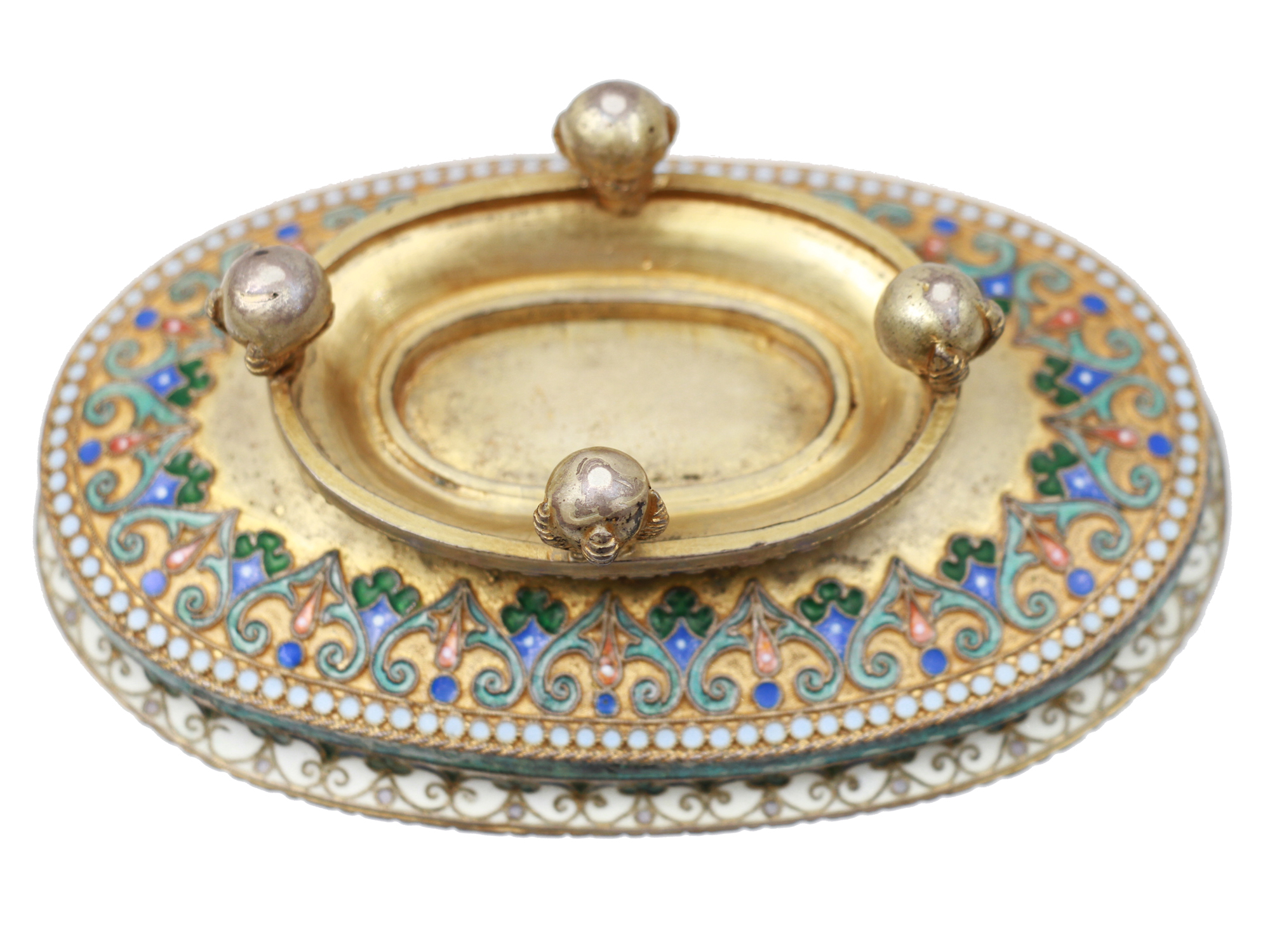 RUSSIAN GILT SILVER & ENAMEL MINIATURE CANDY BOWL PIC-5