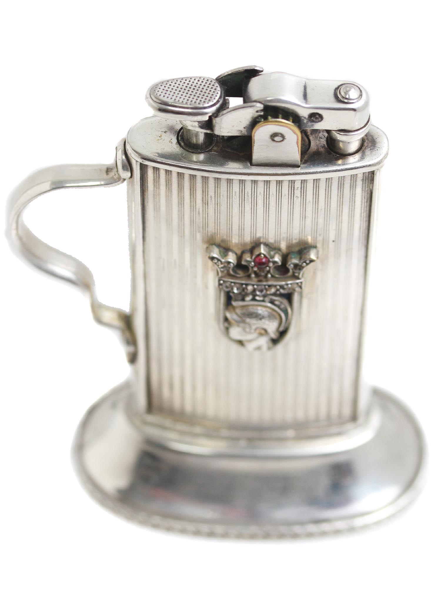 A VINTAGE SILVER TABLE LIGHTER BY ART METAL WORKS PIC-2