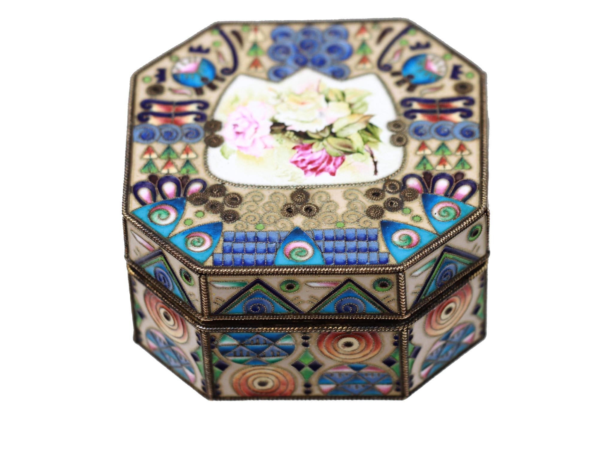 A RUSSIAN GILT SILVER AND ENAMEL PILL BOX PIC-0