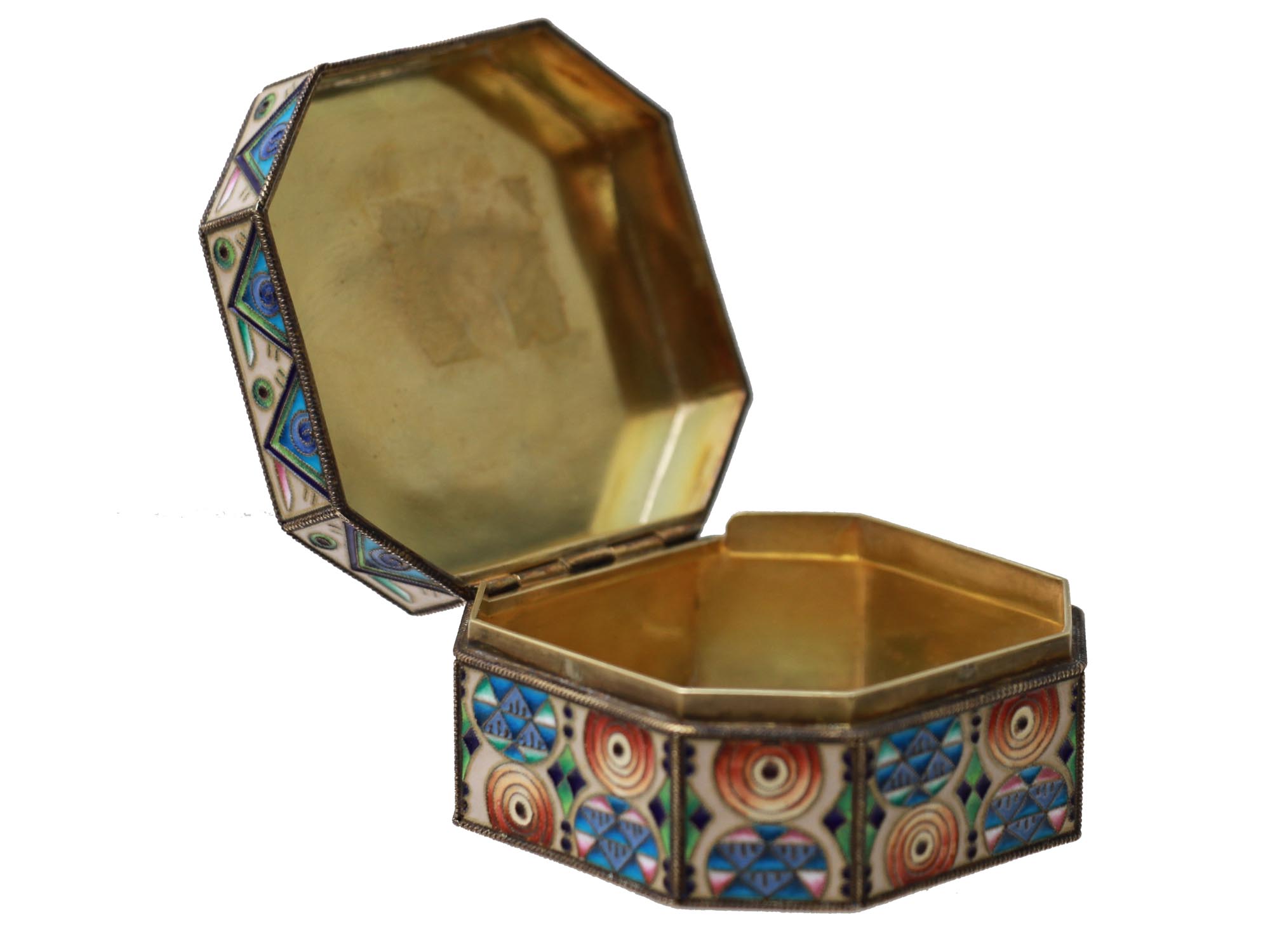 A RUSSIAN GILT SILVER AND ENAMEL PILL BOX PIC-2