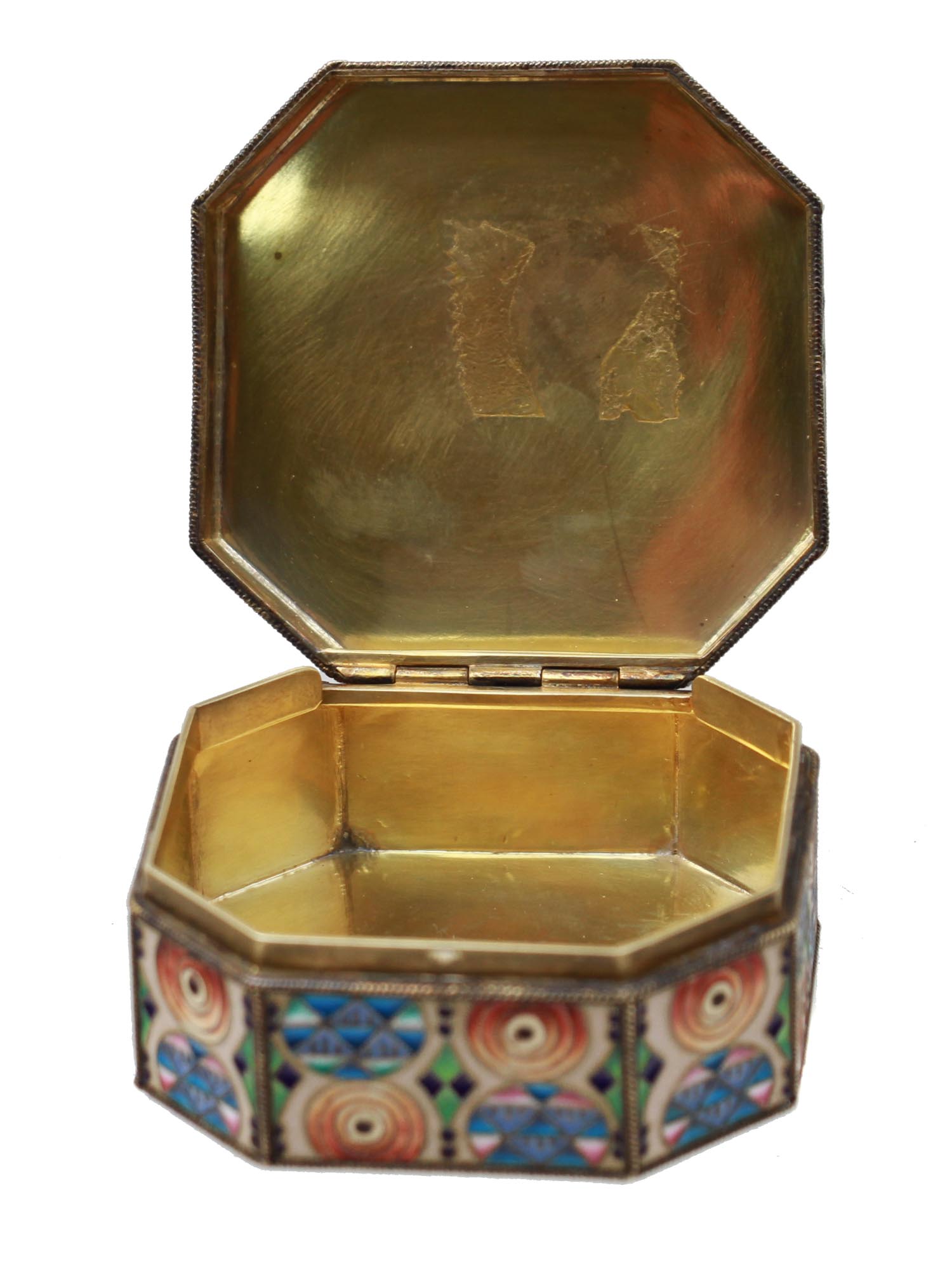 A RUSSIAN GILT SILVER AND ENAMEL PILL BOX PIC-3