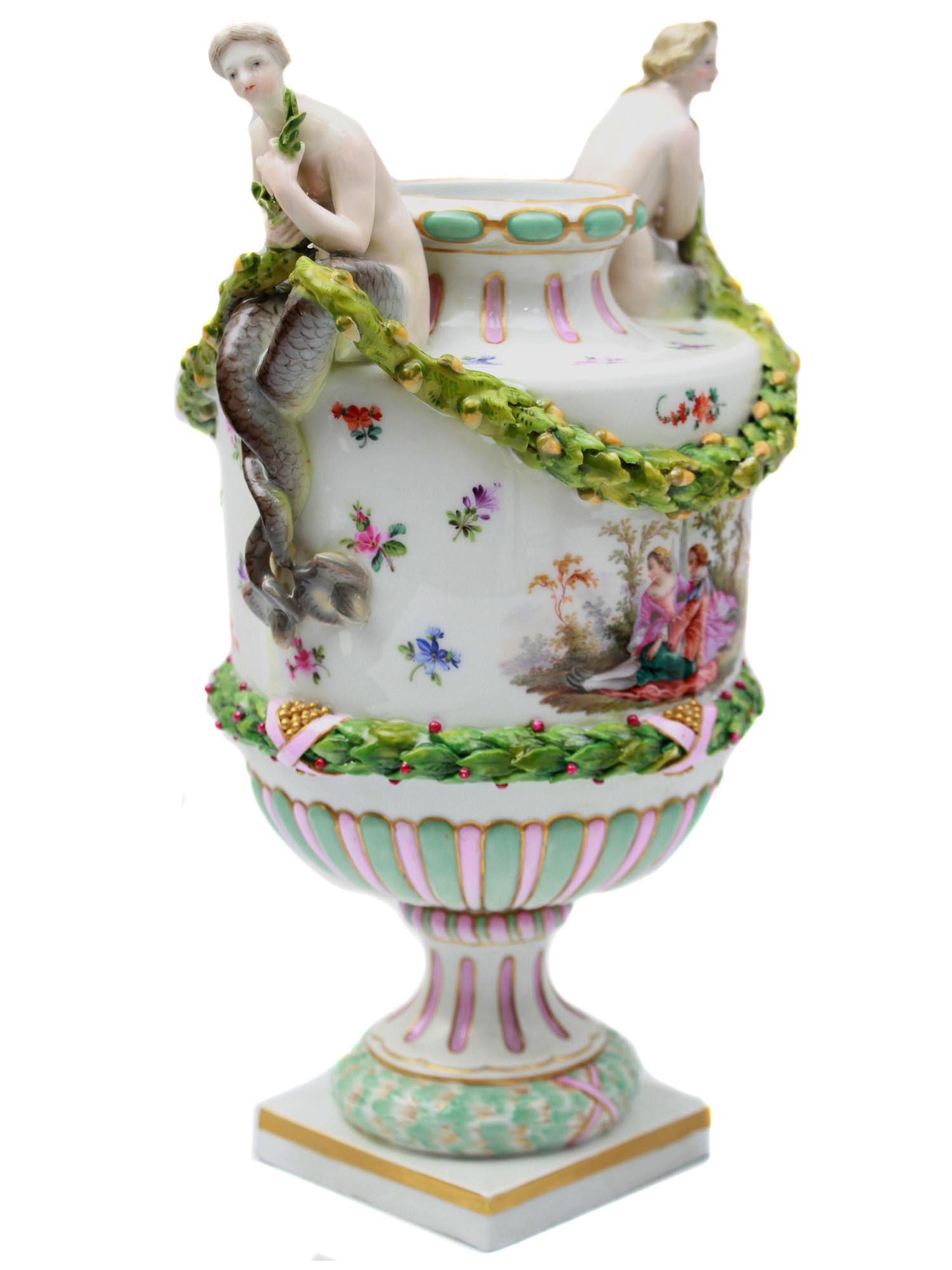 AN ANTIQUE GERMAN MEISSEN PORCELAIN VASE 19TH C. PIC-2